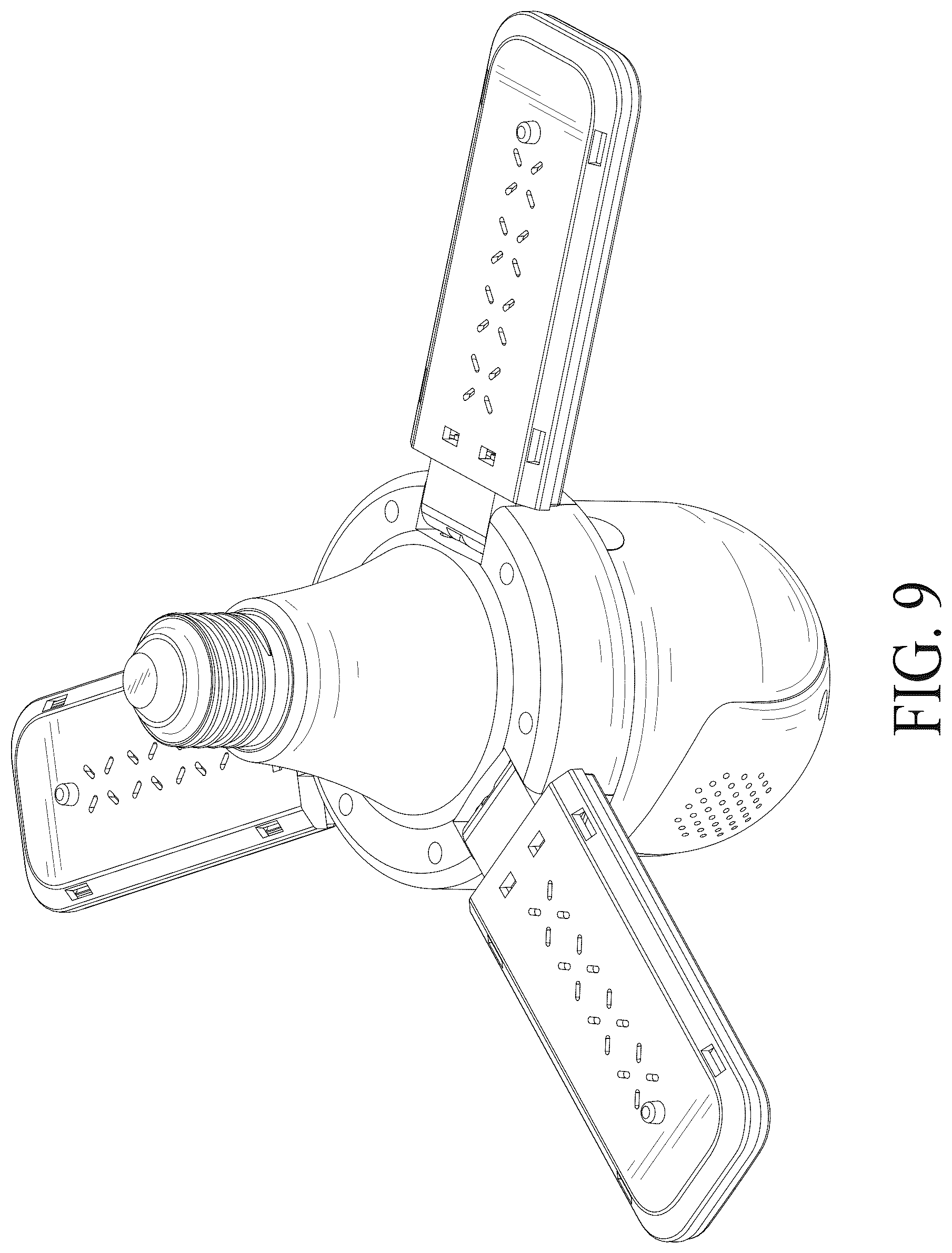 Patent USD1124089 Figure 9 – Combined light bulb and video camera