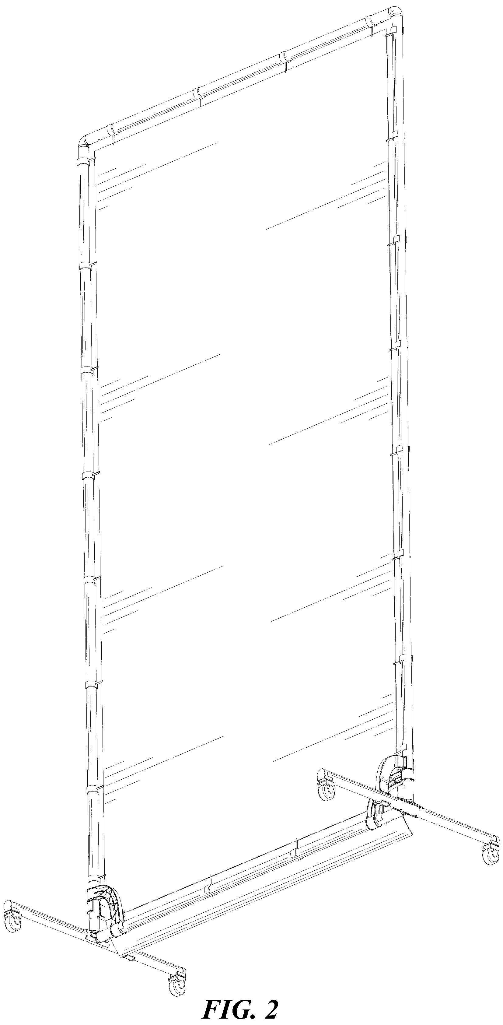 Patent USD1124100 Figure 2 – Roller background stand