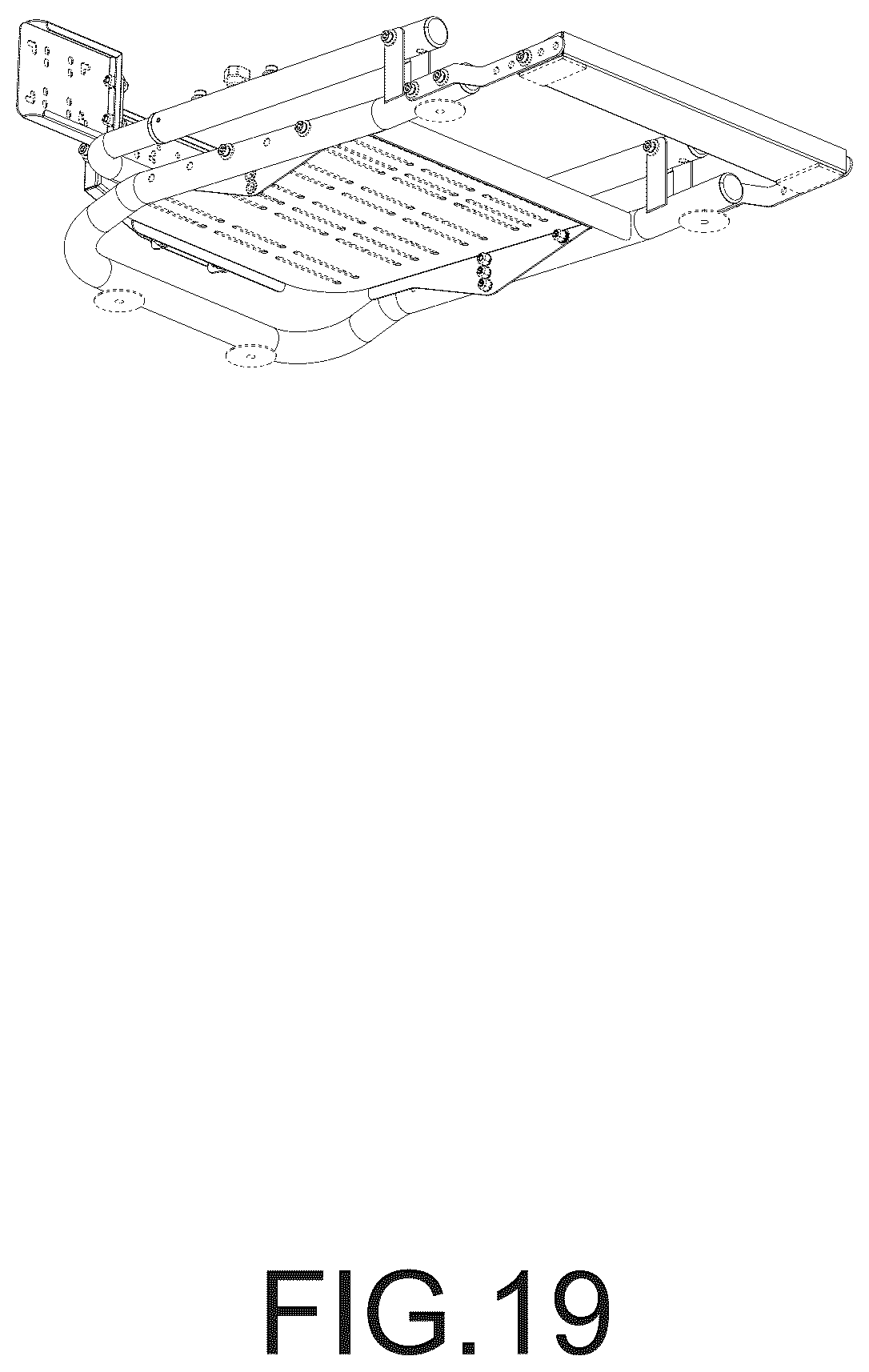 Patent USD1124131 Figure 19 – Foldable steering wheel and pedal stand