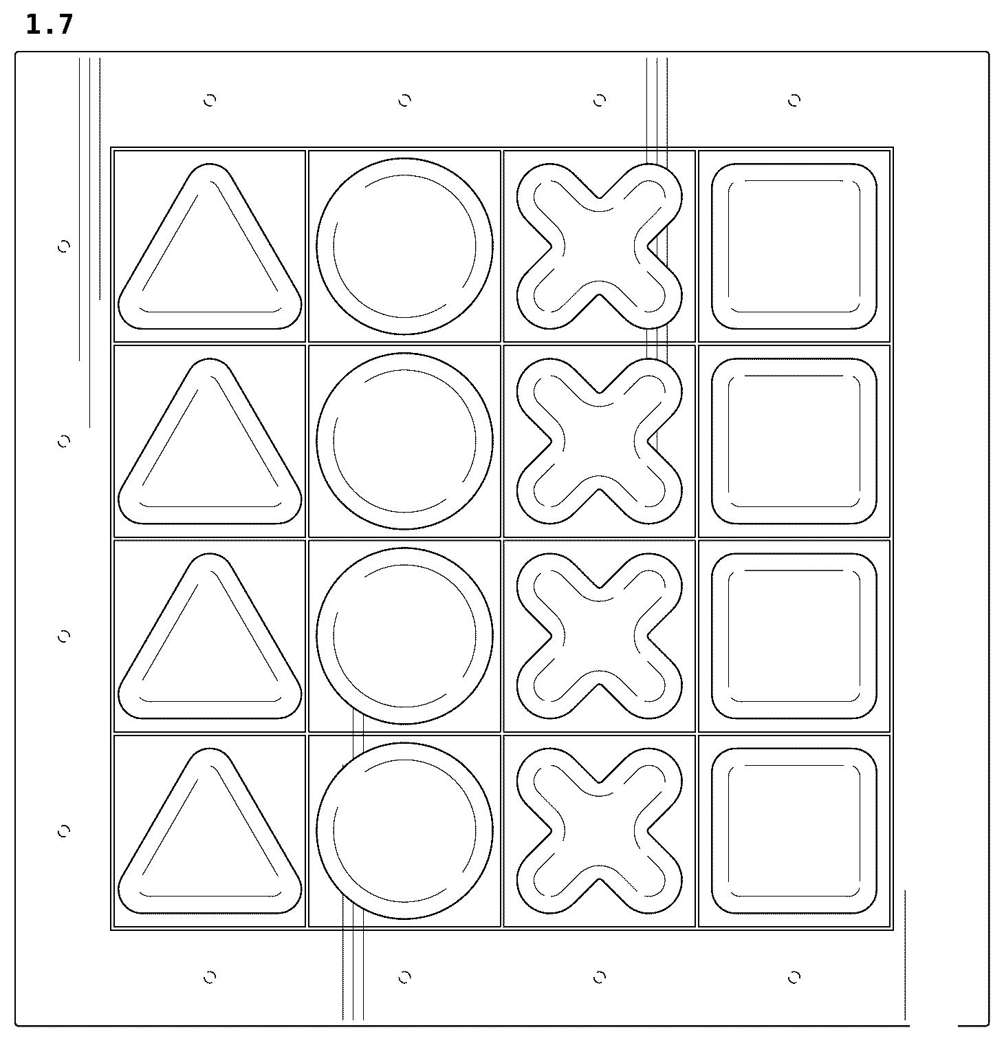 Patent USD1124136 Figure 7 – Game board having a set of game pieces