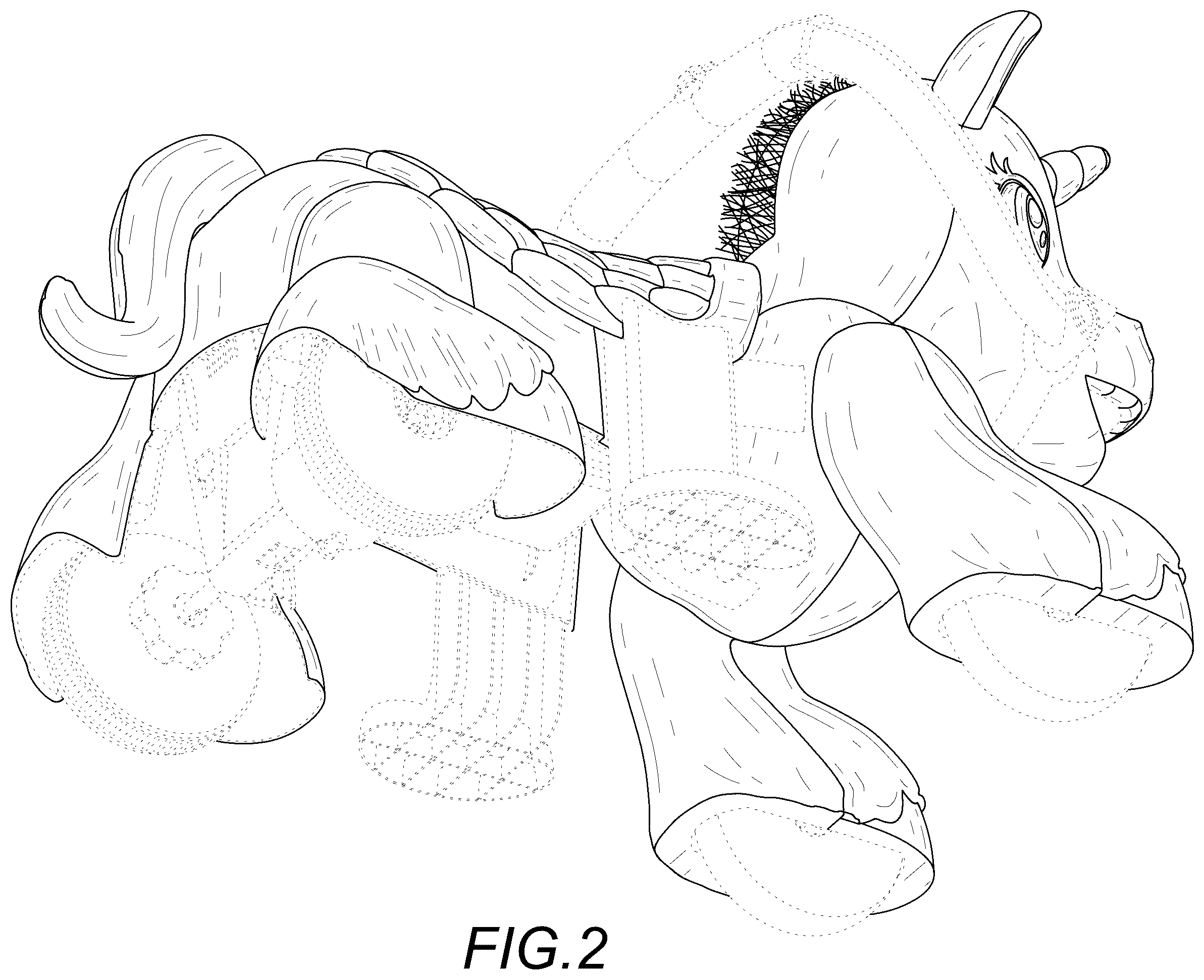 Patent USD1124147 Figure 2 – Unicorn ride-on toy
