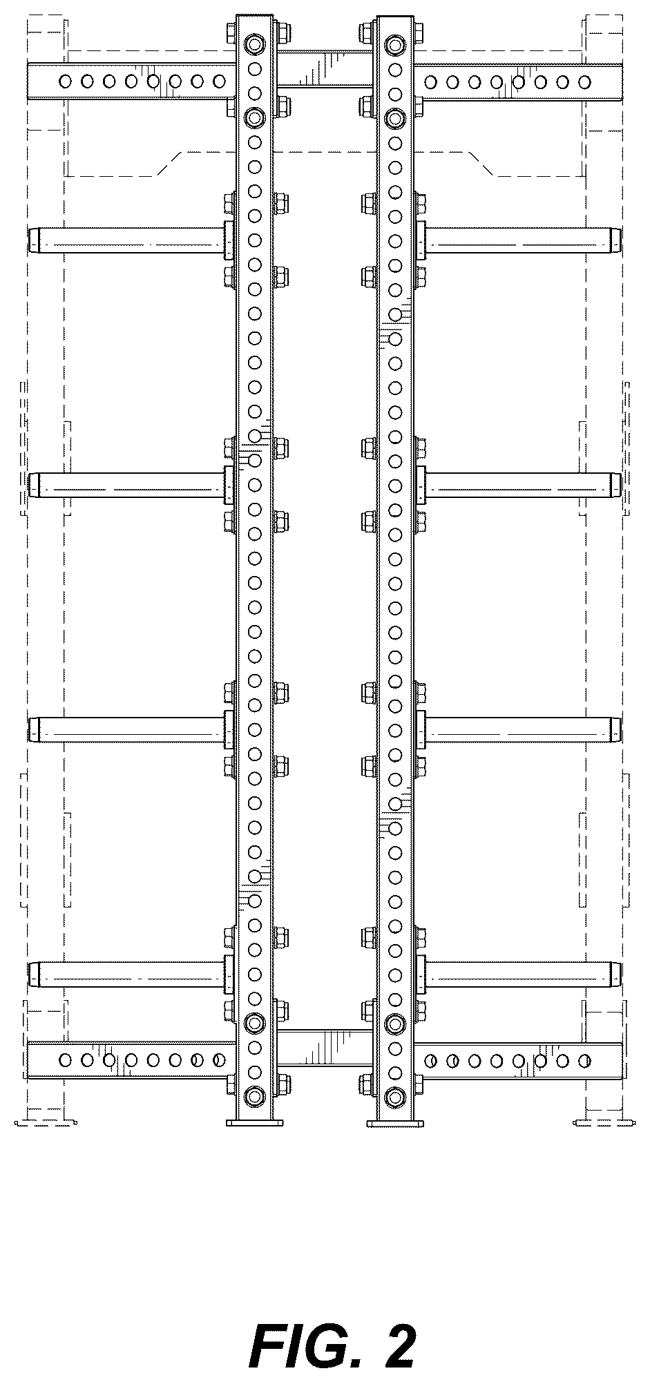 Patent USD1124193 Figure 2 – Storage accessory for a weightlifting equipment rack