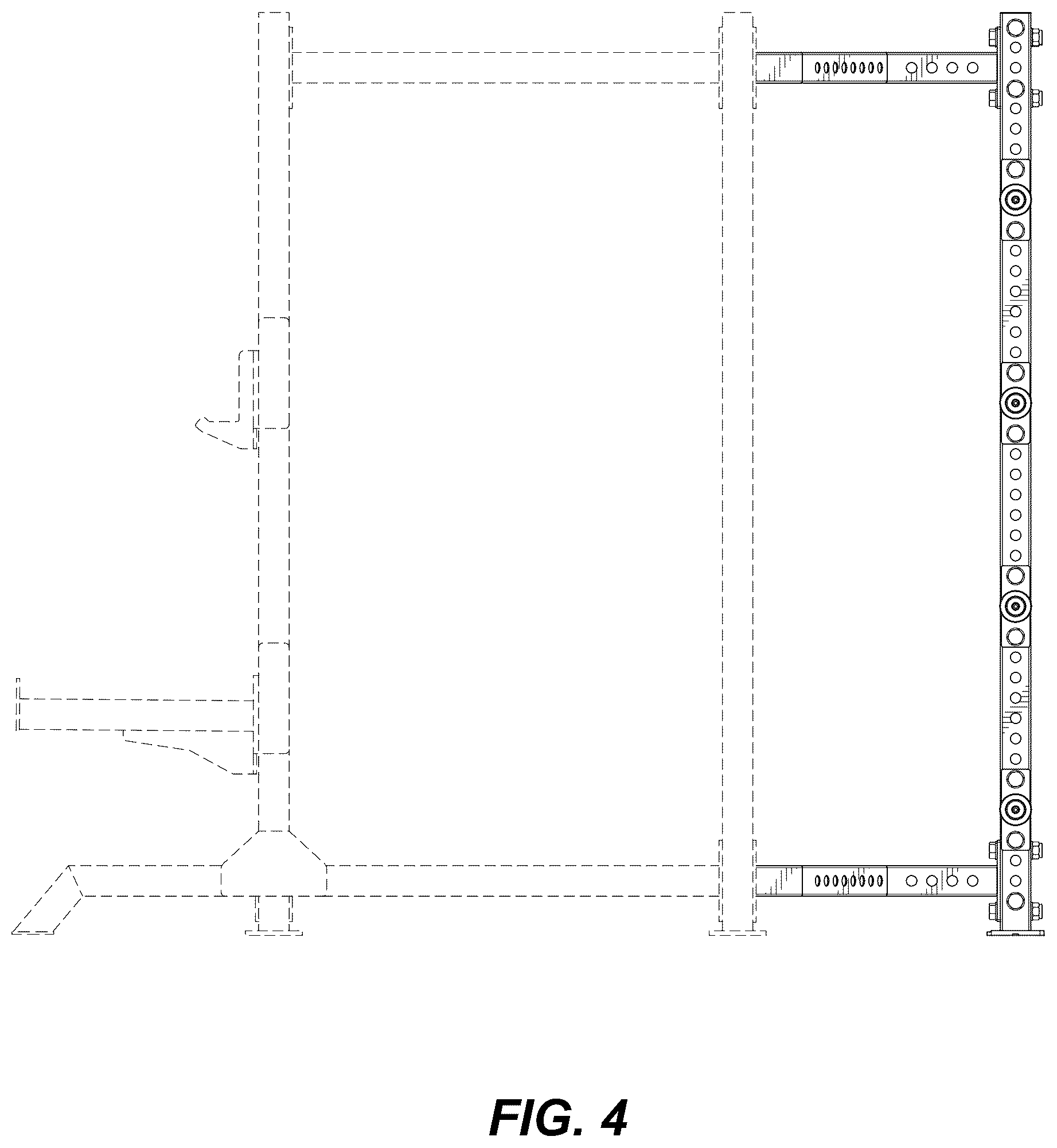 Patent USD1124193 Figure 4 – Storage accessory for a weightlifting equipment rack