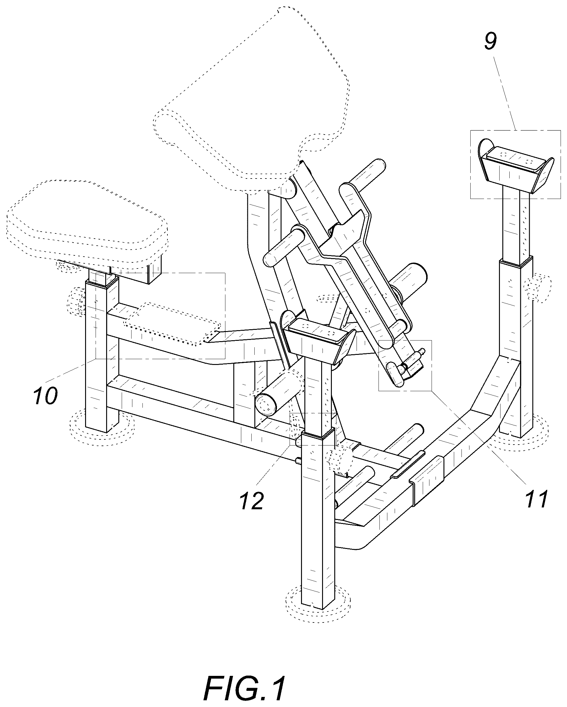 Patent USD1124195 Figure 1 – Bicep curl machine