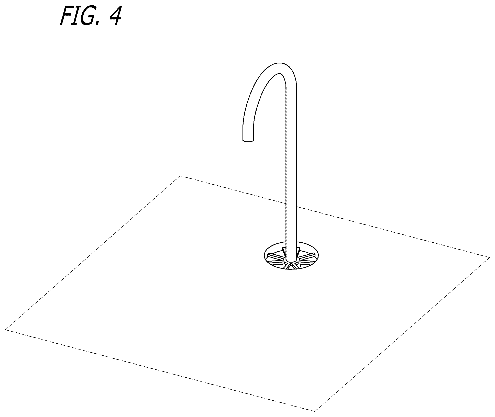 Patent USD1124264 Figure 4 – Combined waterspout and waste outlet