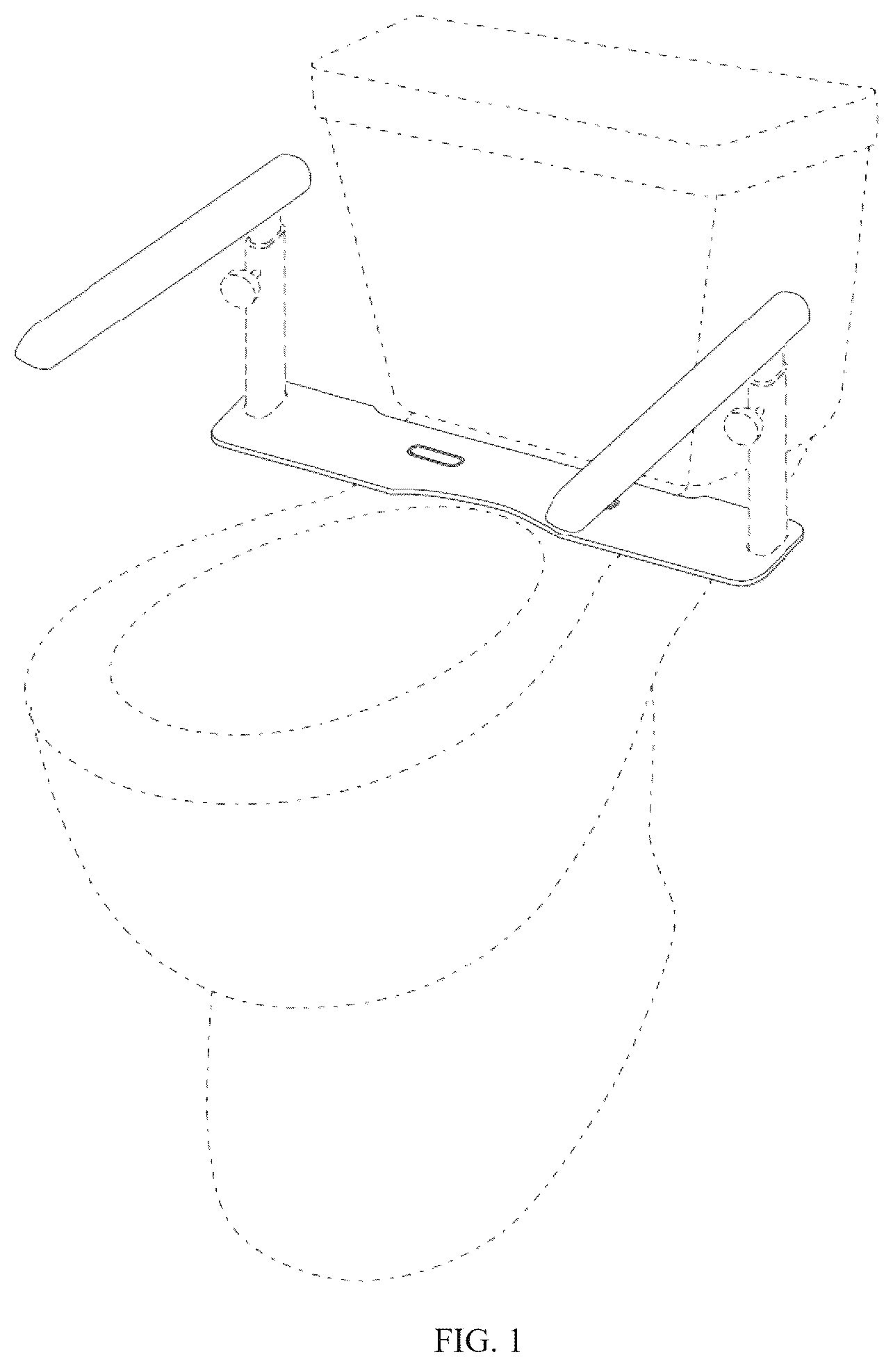 Patent USD1124278 Figure 1 – Toilet armrest
