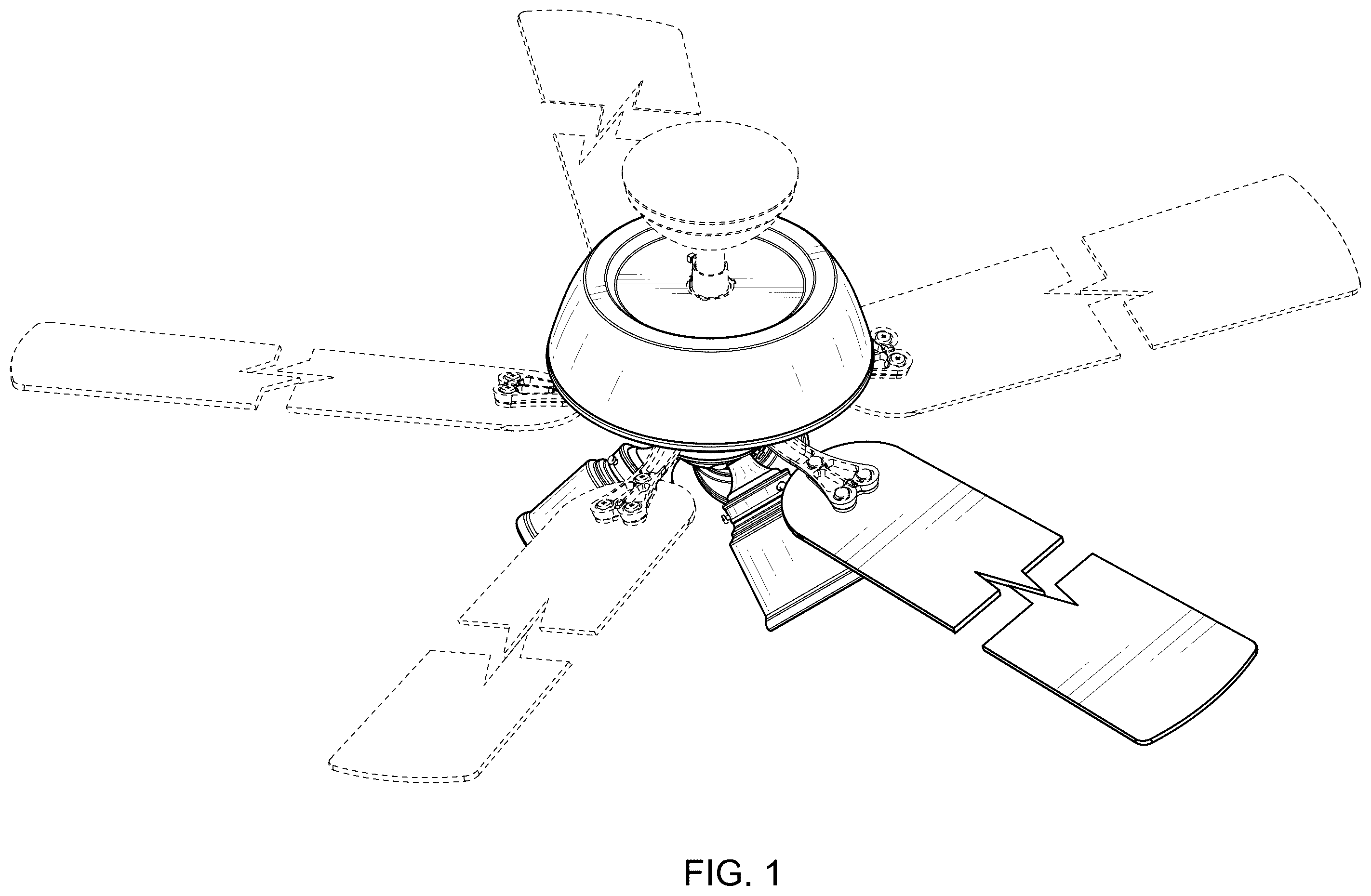 Patent USD1124294 Figure 1 – Ceiling fan