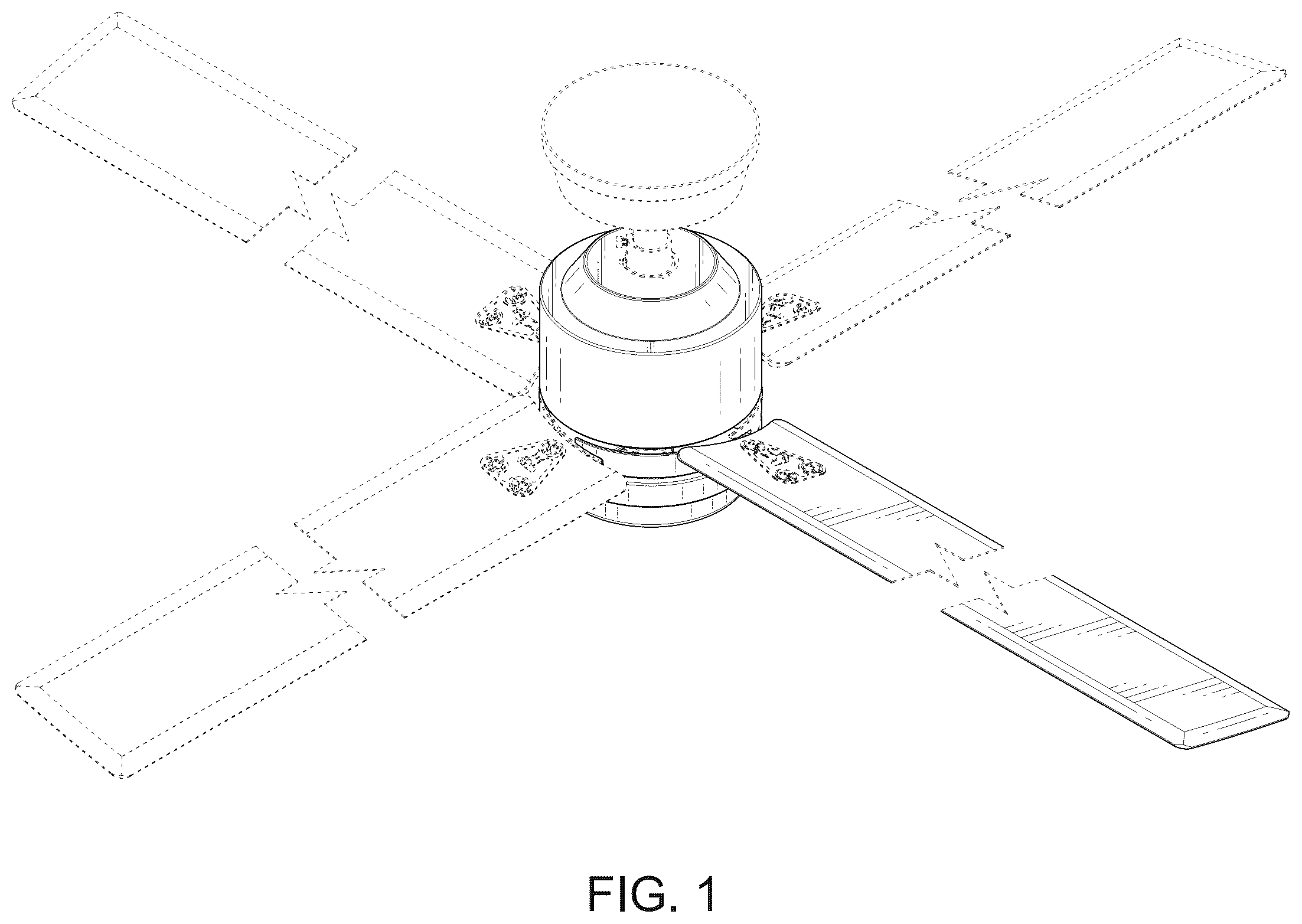 Patent USD1124295 Figure 1 – Ceiling fan