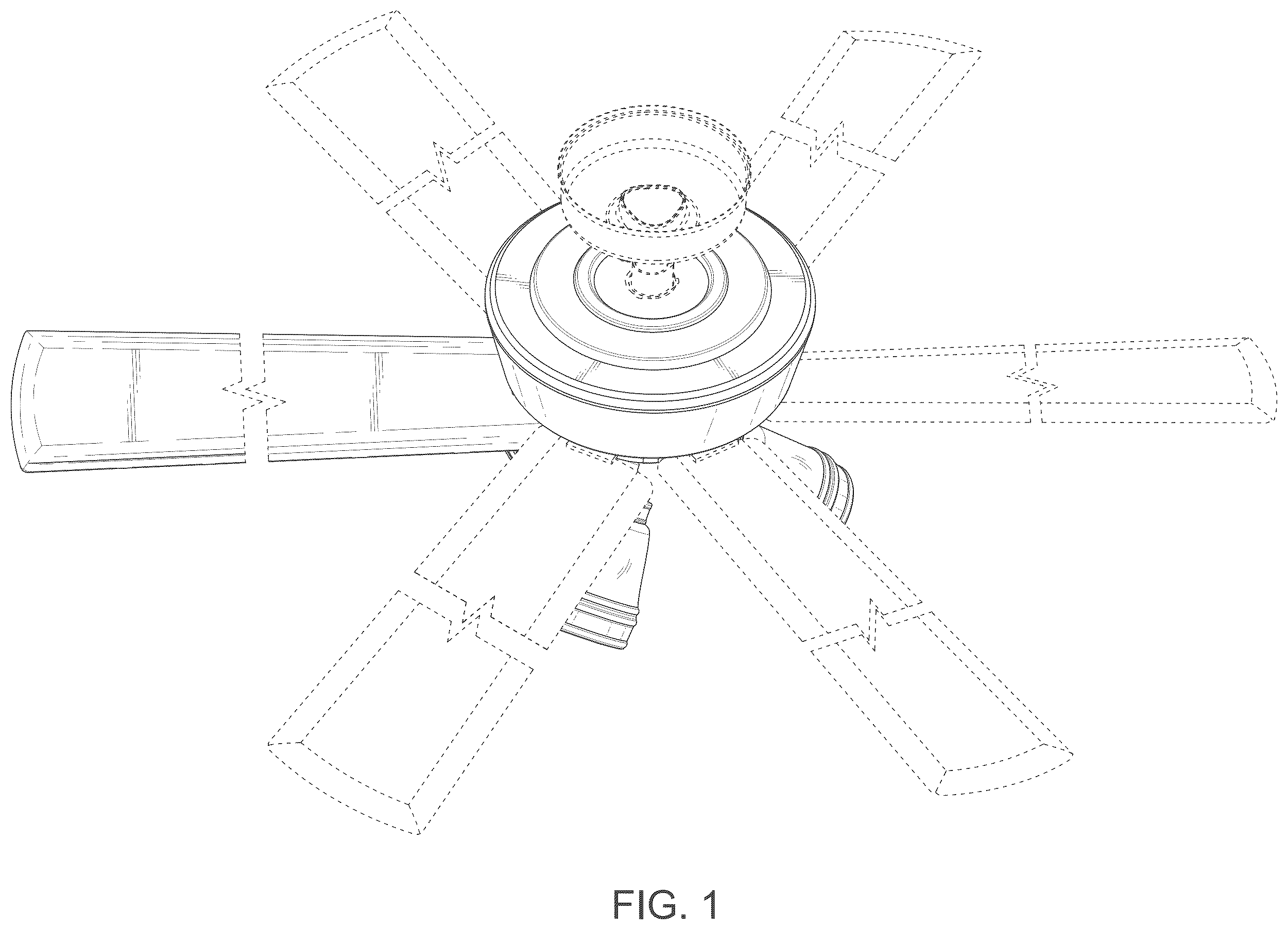 Patent USD1124298 Figure 1 – Ceiling fan