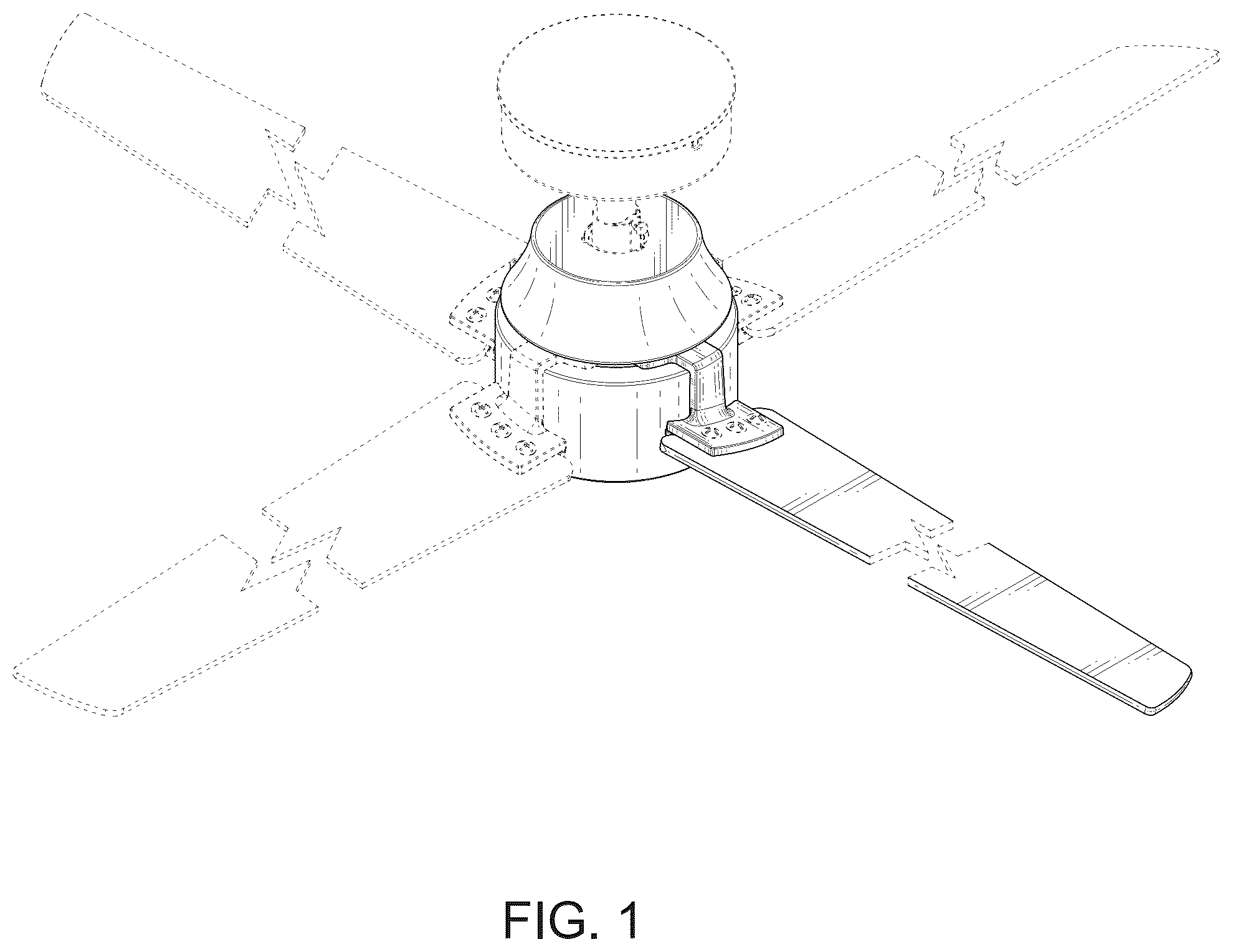 Patent USD1124300 Figure 1 – Ceiling fan