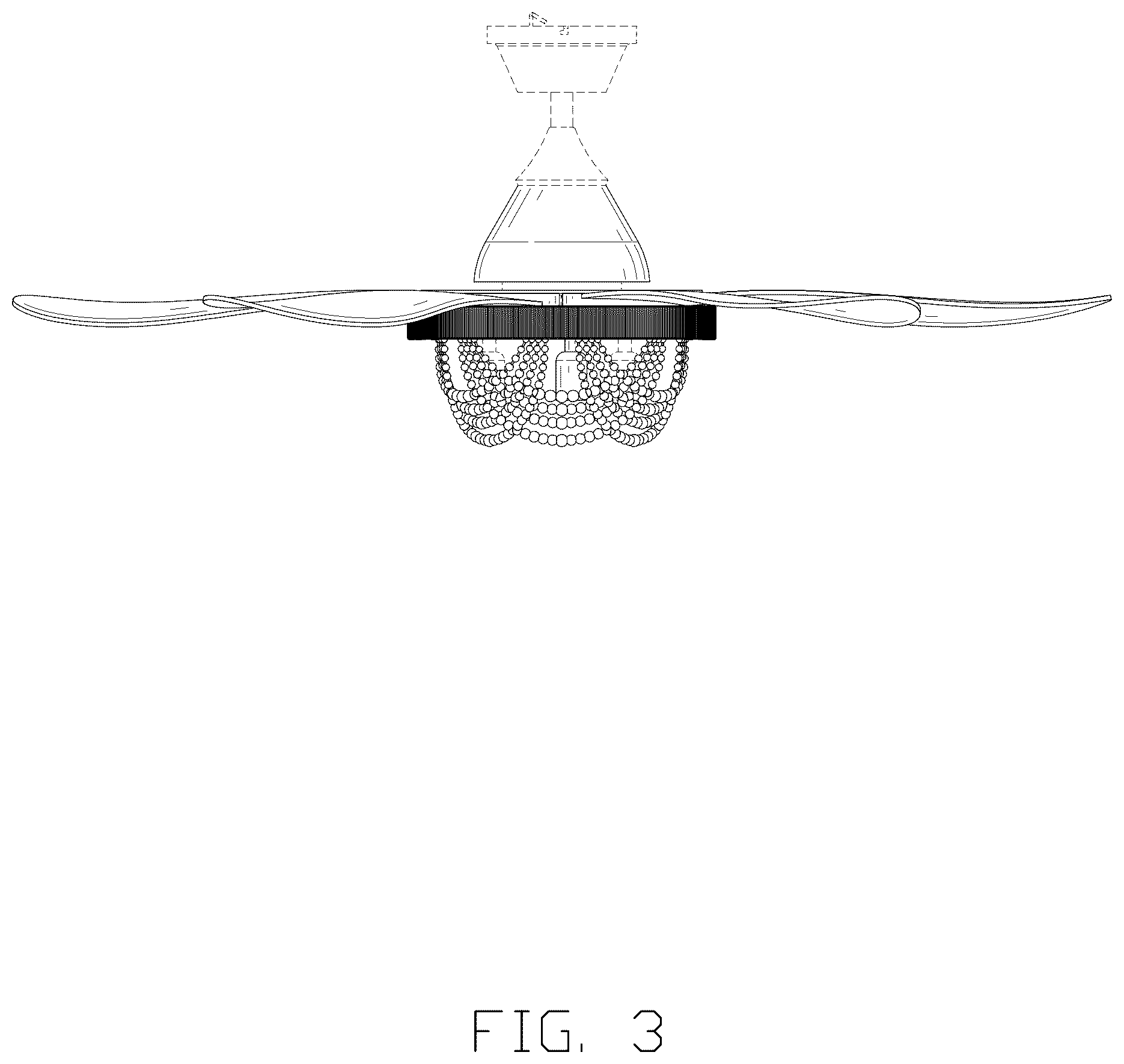 Patent USD1124302 Figure 3 – Ceiling fan with light