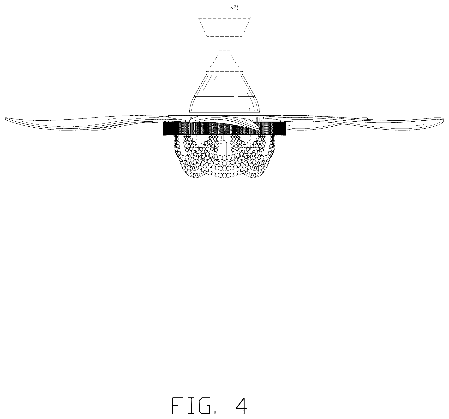 Patent USD1124302 Figure 4 – Ceiling fan with light