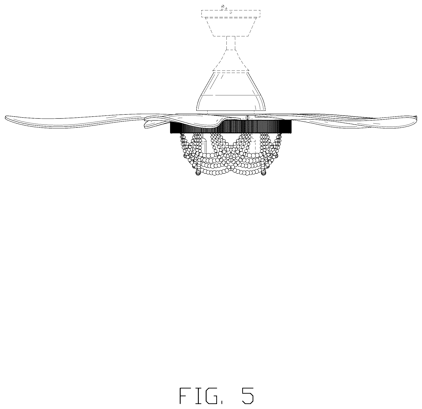 Patent USD1124302 Figure 5 – Ceiling fan with light