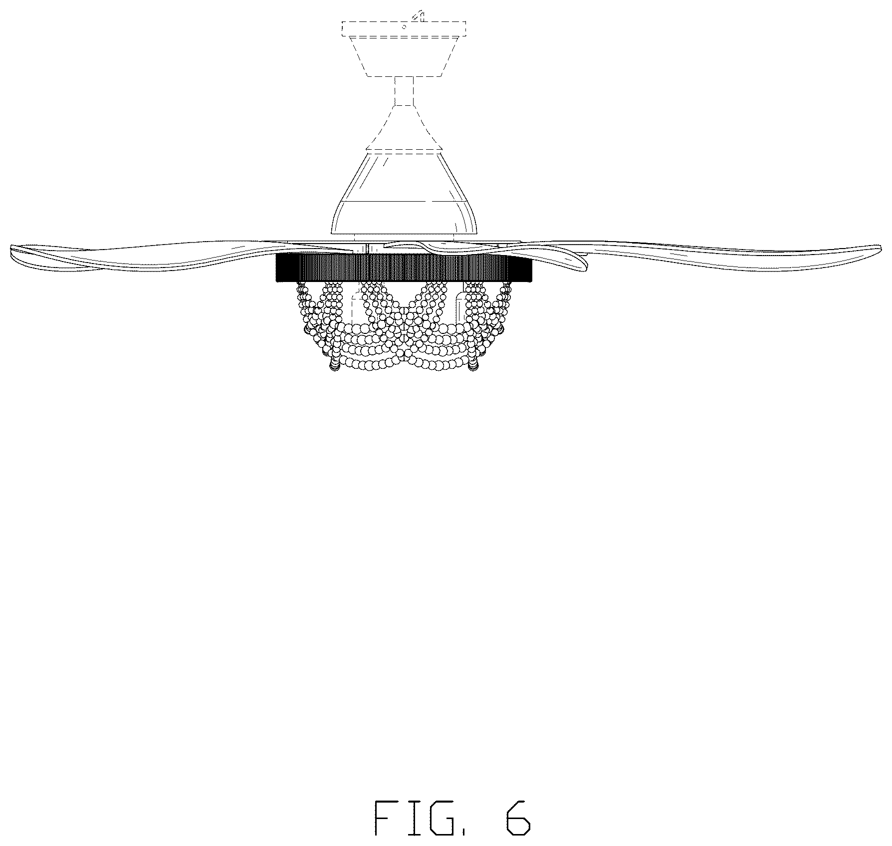 Patent USD1124302 Figure 6 – Ceiling fan with light
