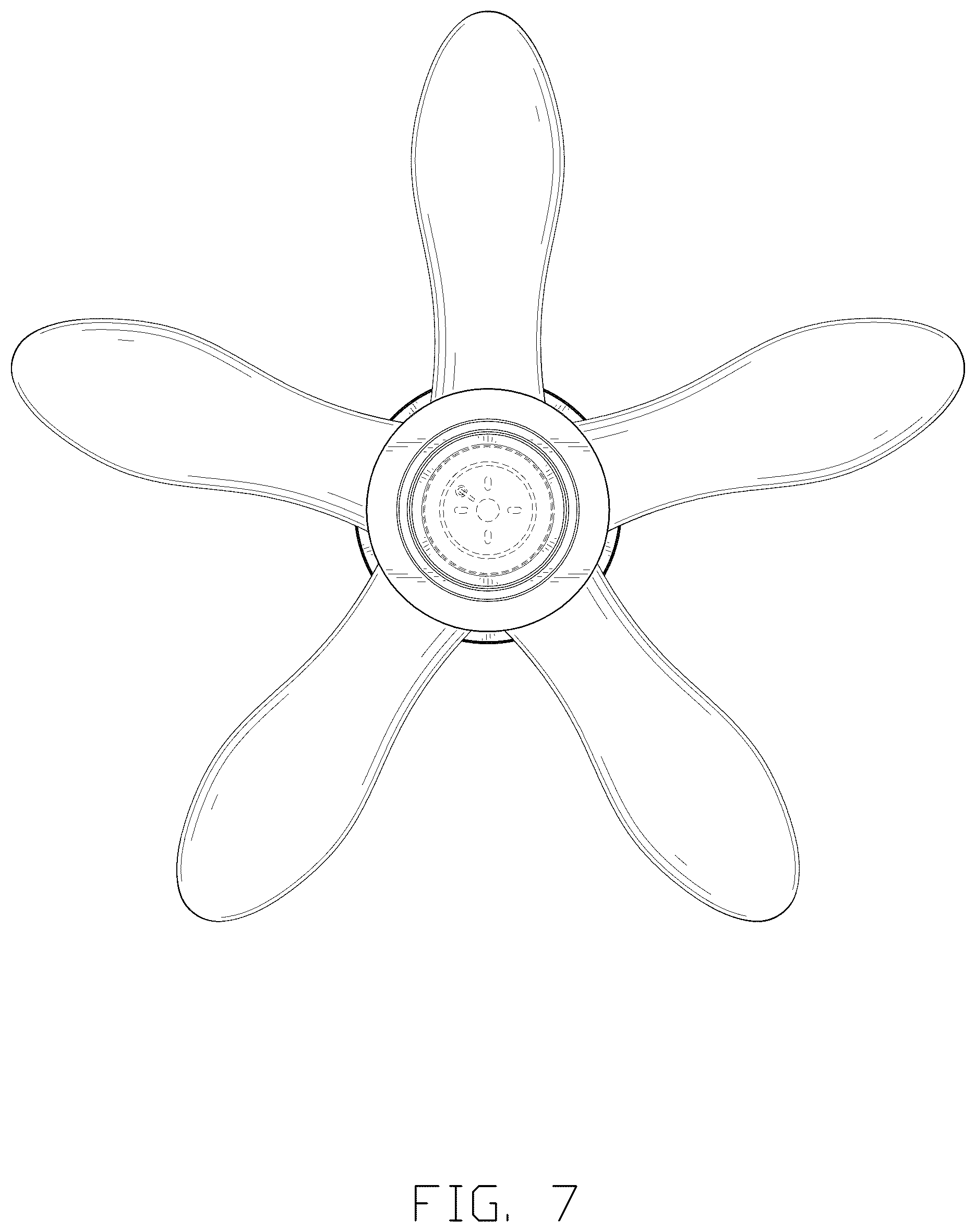 Patent USD1124302 Figure 7 – Ceiling fan with light