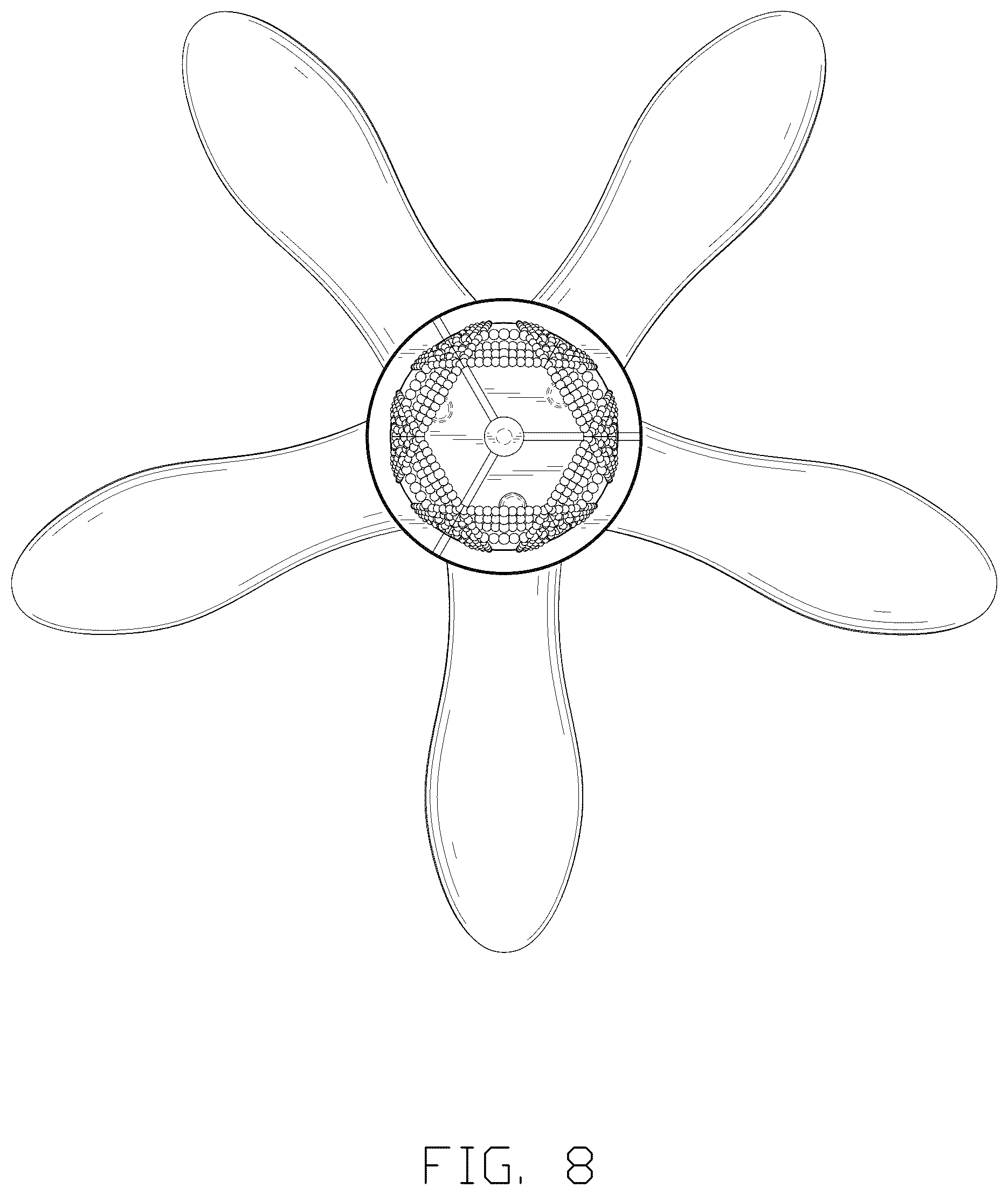 Patent USD1124302 Figure 8 – Ceiling fan with light