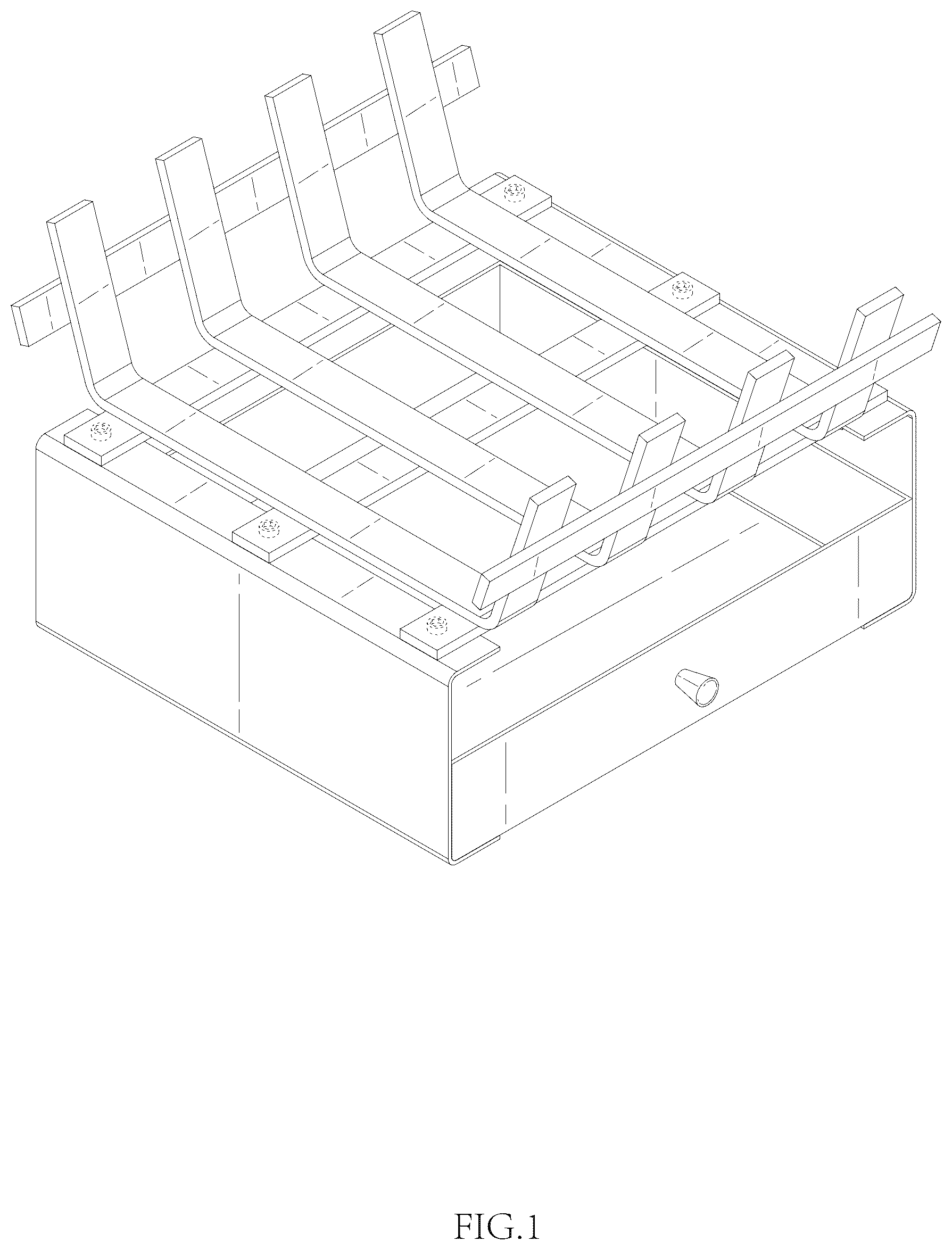 Patent USD1124308 — Modular wood burning stand and tray assembly — Figure 1