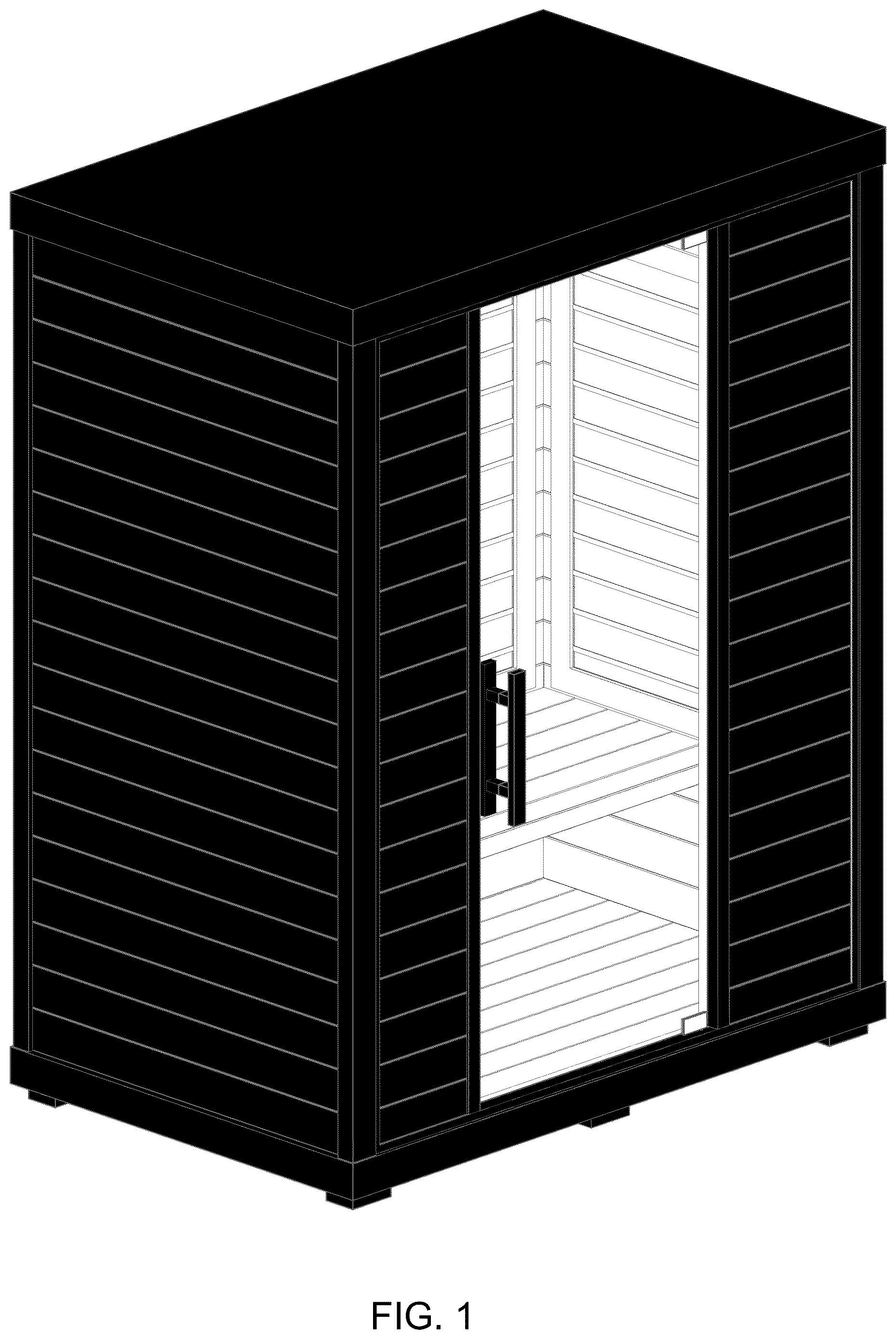 Patent USD1124377 Figure 1 – Sauna