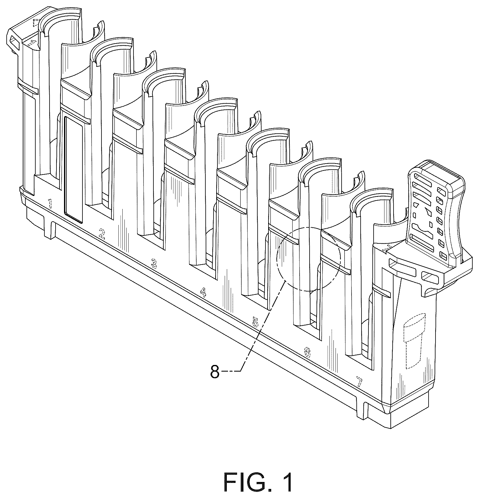 Patent USD1124405 Figure 1 – Sample rack