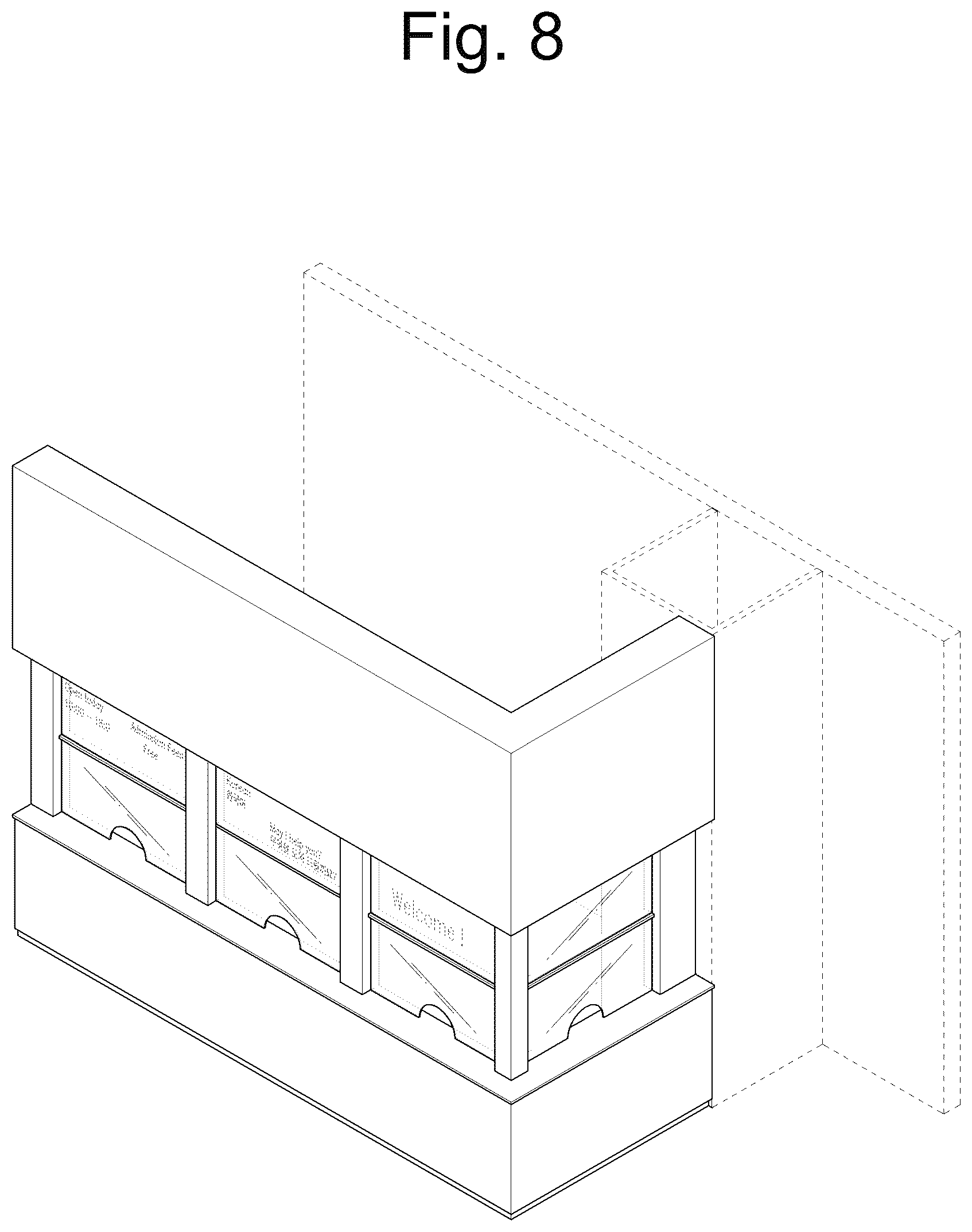 Patent USD1124406 Figure 8 – Movie ticket booth