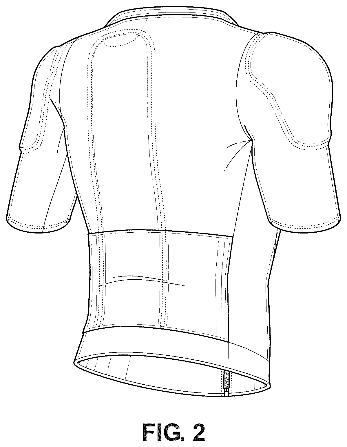 Patent USD1124585 Figure 2 – Protective cycling jersey