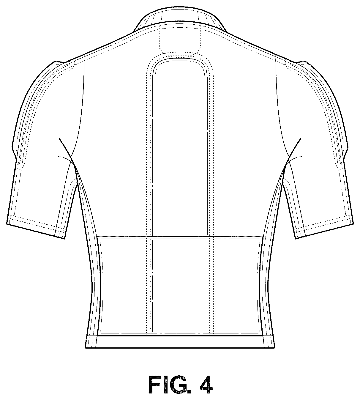 Patent USD1124585 Figure 4 – Protective cycling jersey