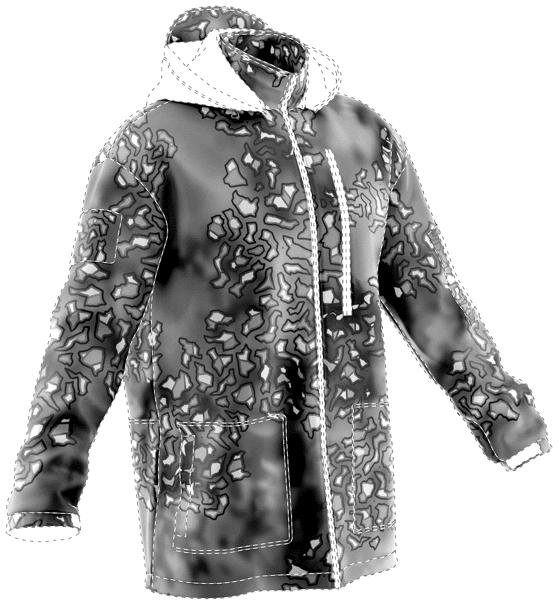 Patent USD1124589 Figure 1 – Camouflage substrate for a garment