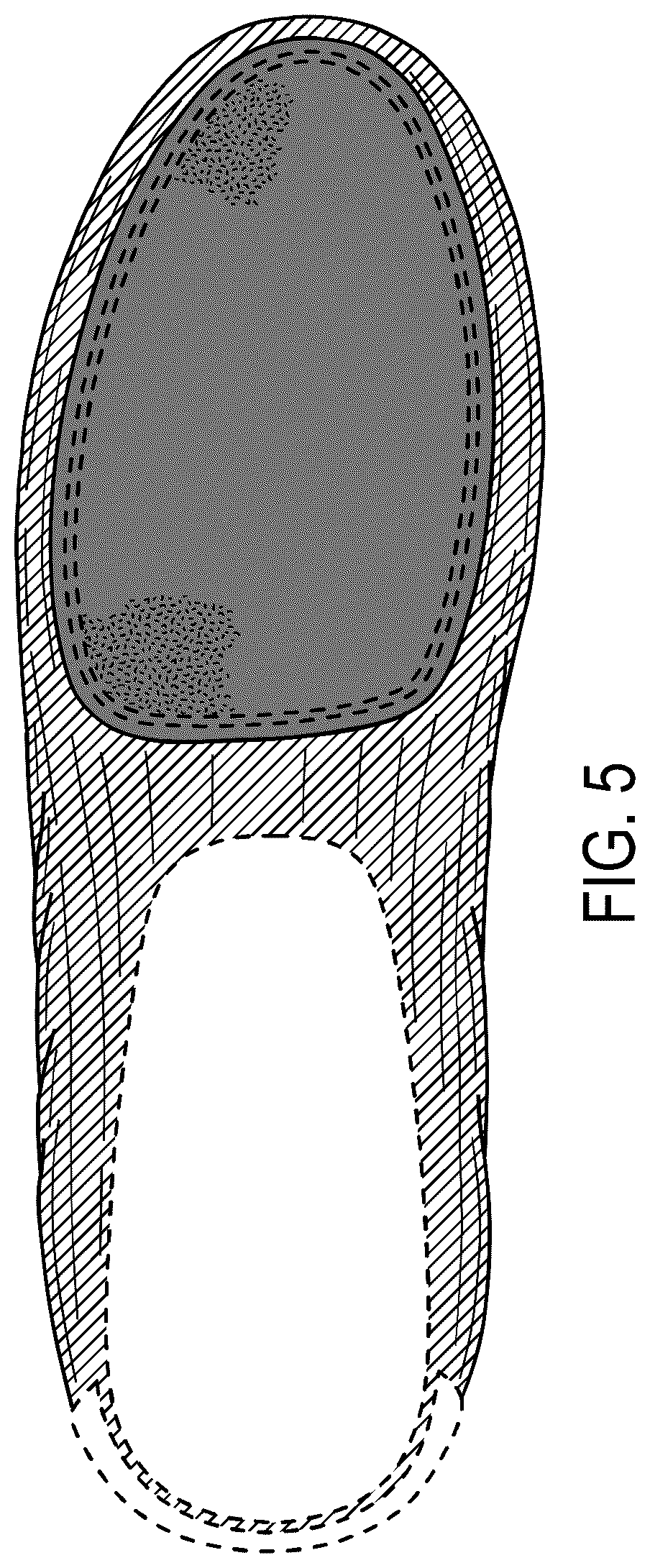 Patent USD1124602 Figure 5 – Ballet shoe with red outsole patch and contrasting upper