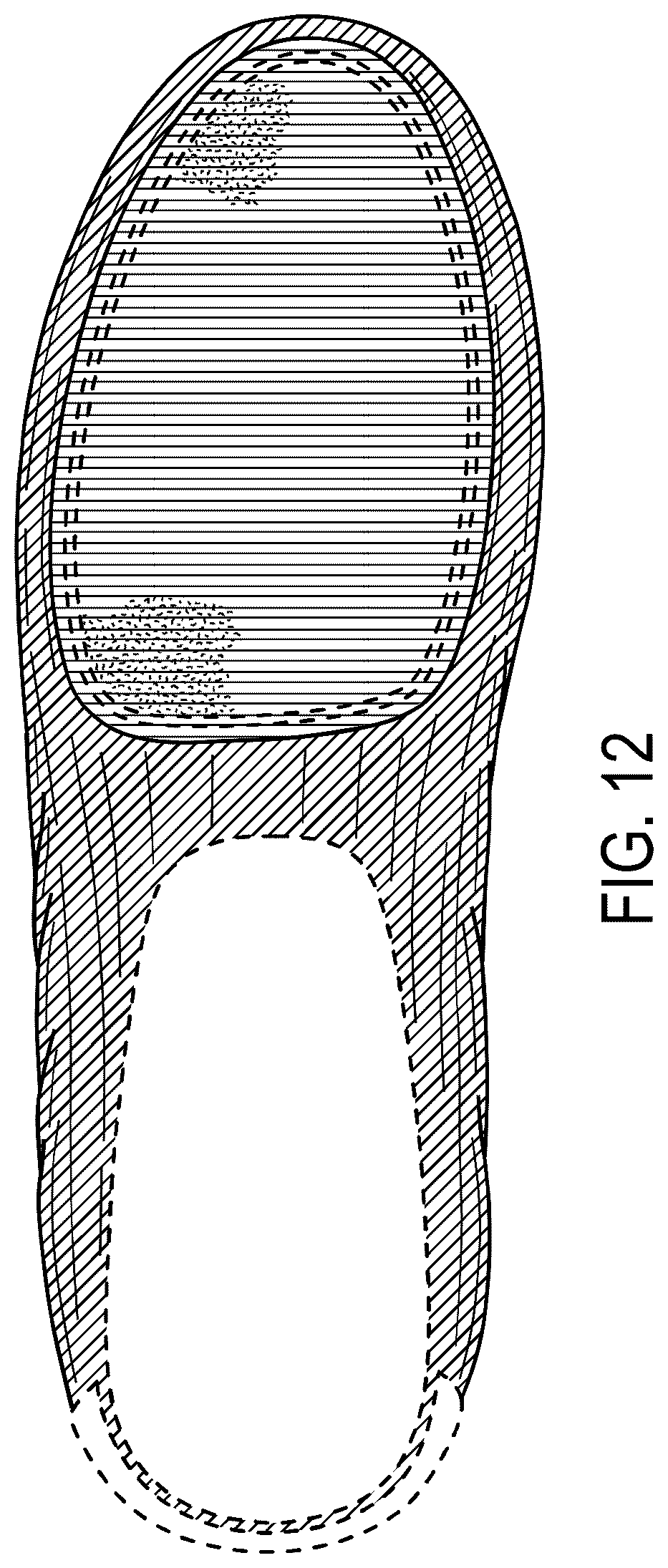 Patent USD1124602 Figure 11 – Ballet shoe with red outsole patch and contrasting upper