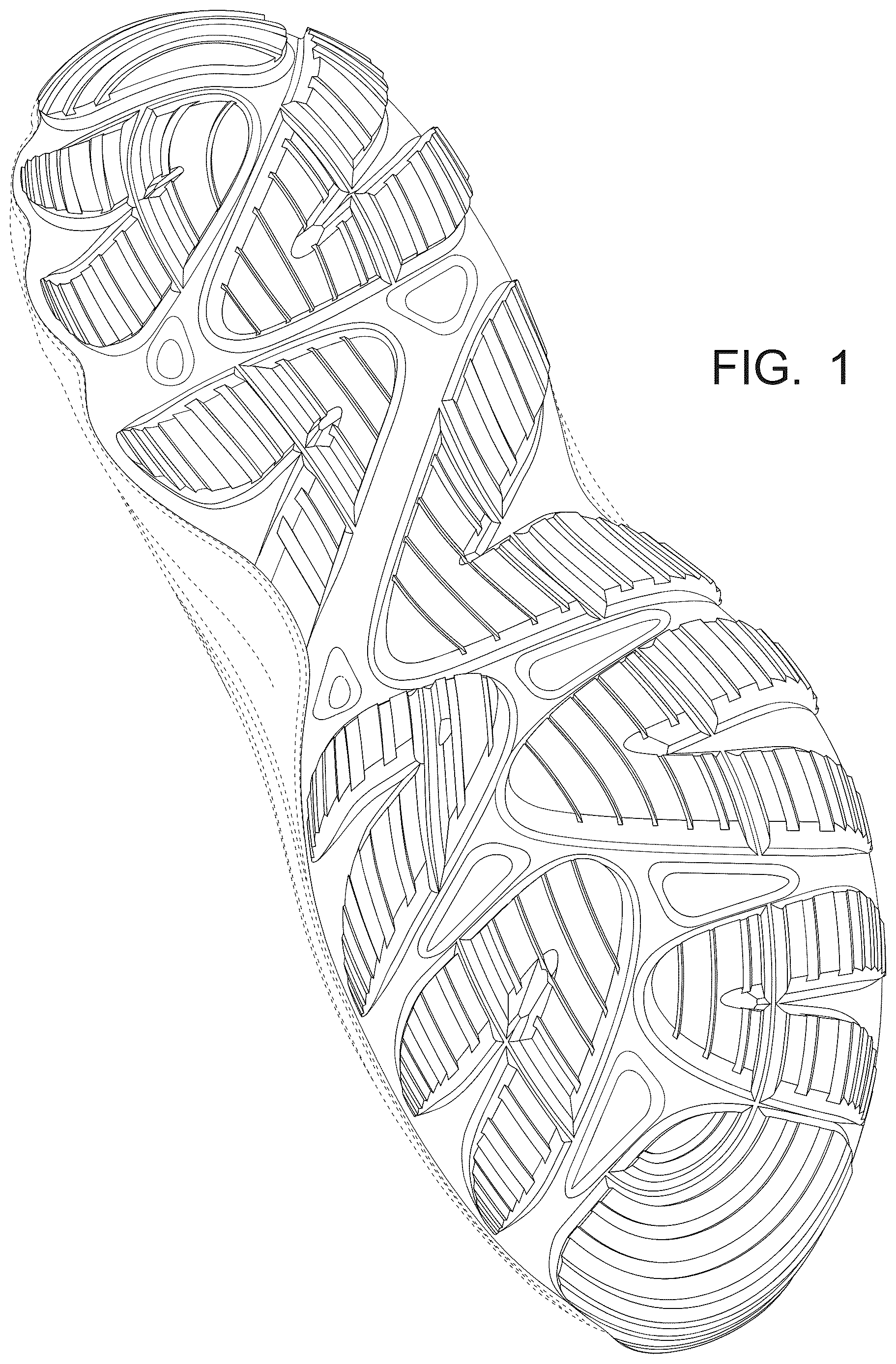 Patent USD1124607 Figure 1 – Footwear sole