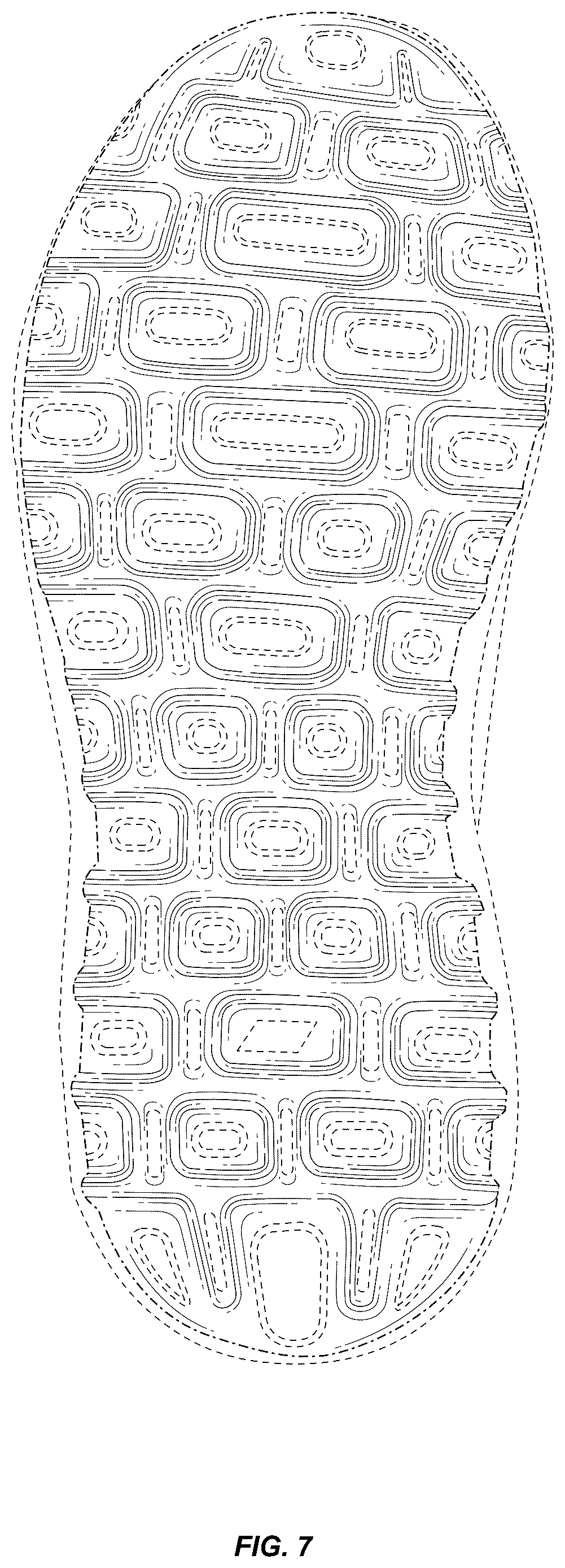 Patent USD1124610 Figure 7 – Outsole bottom
