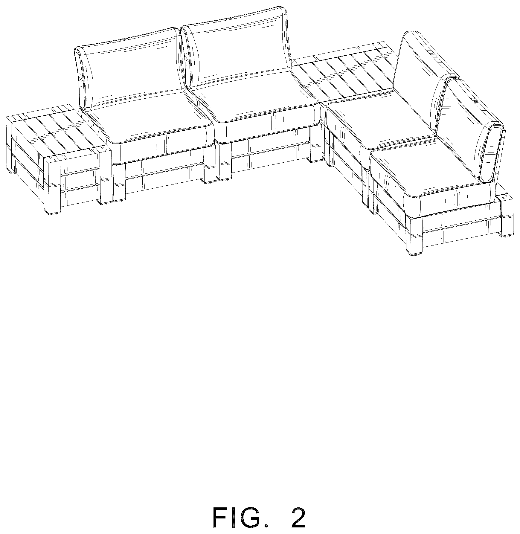 Patent USD1124682 Figure 2 – Sofa set with side tables