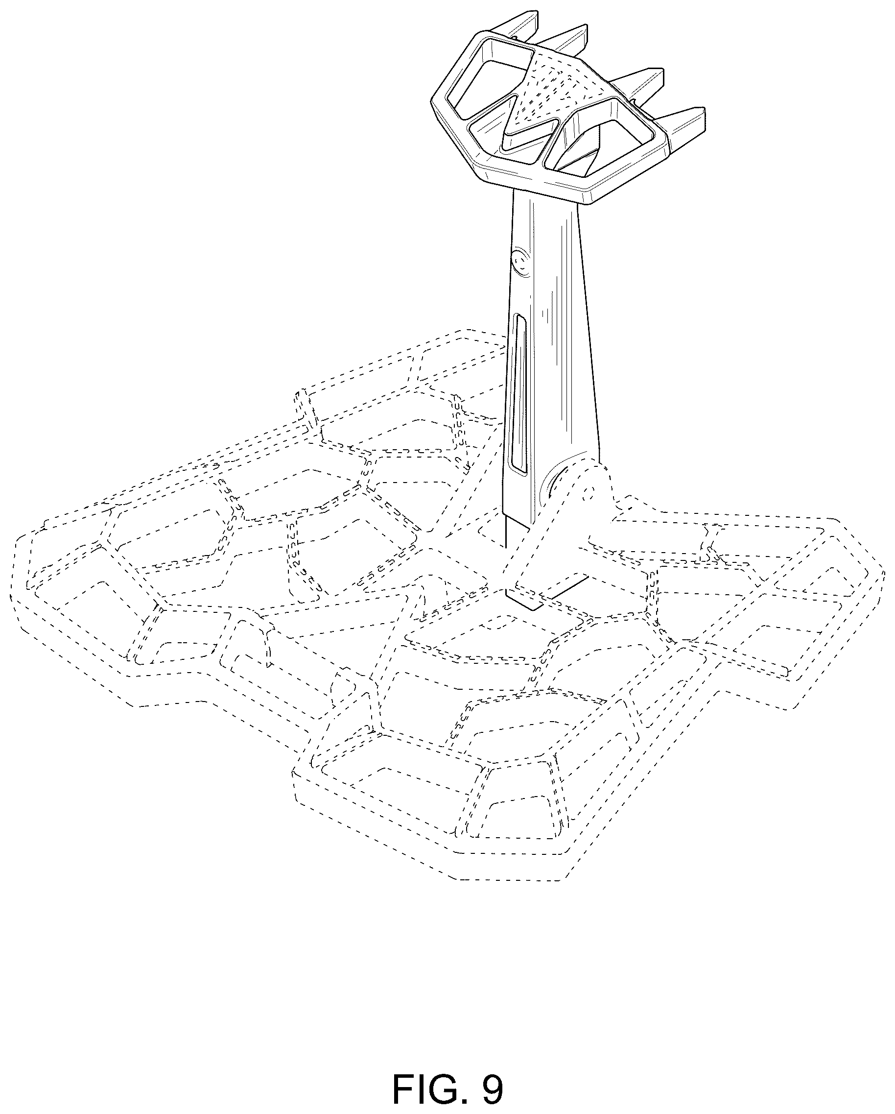 Patent USD1124684 Figure 8 – Tree saddle foot pad and post