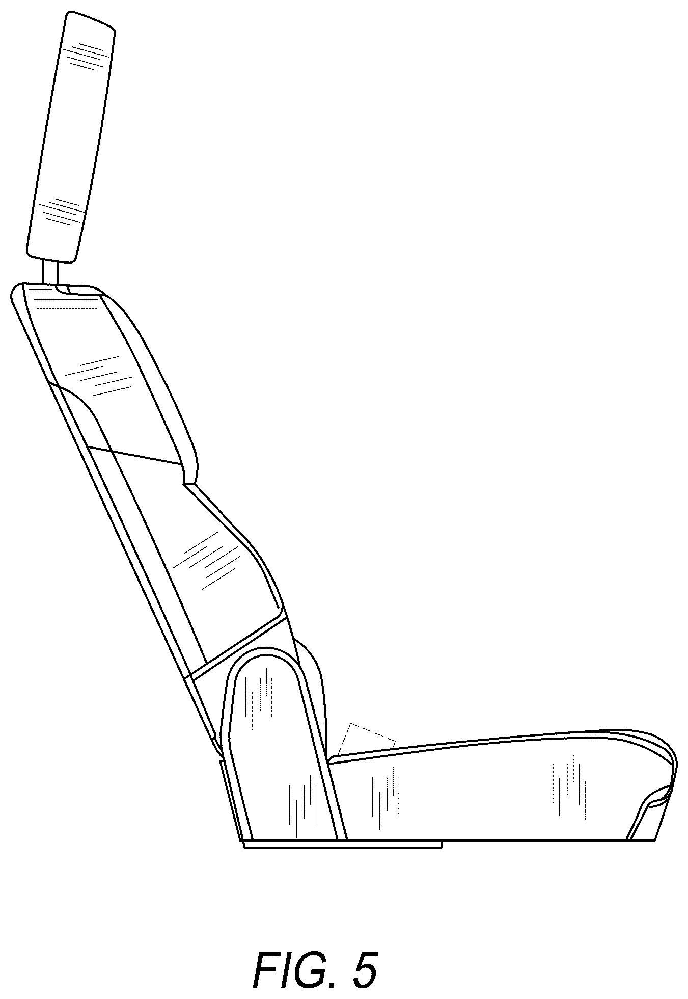 Patent USD1124686 Figure 5 – Reconfigurable seat and headrests for automobile