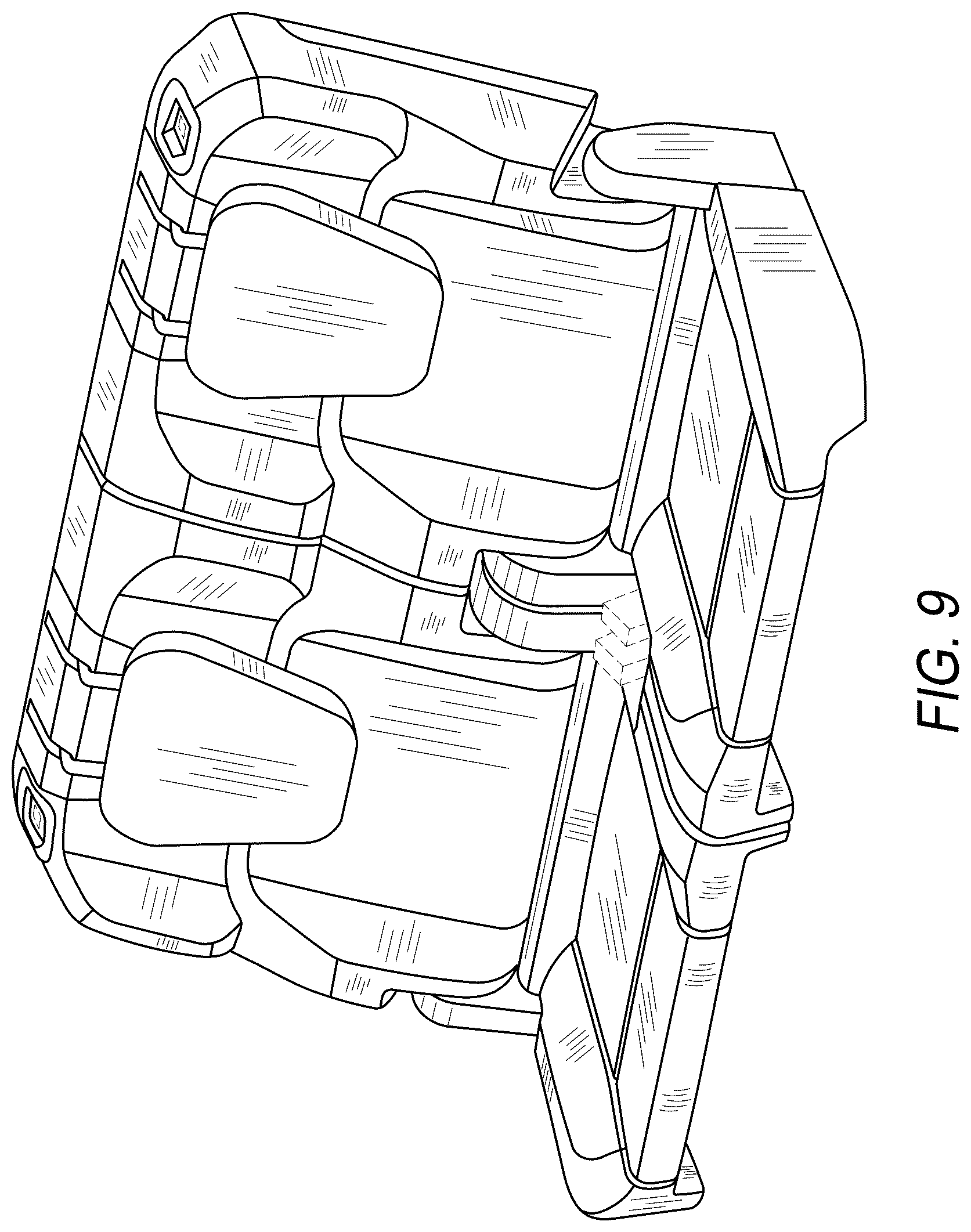 Patent USD1124686 Figure 9 – Reconfigurable seat and headrests for automobile