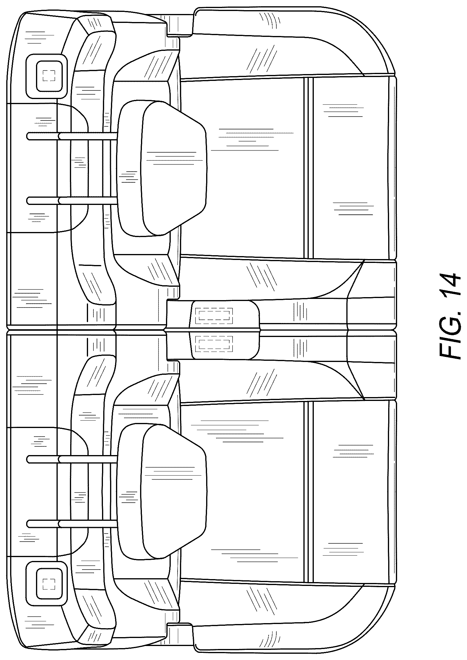 Patent USD1124686 Figure 14 – Reconfigurable seat and headrests for automobile