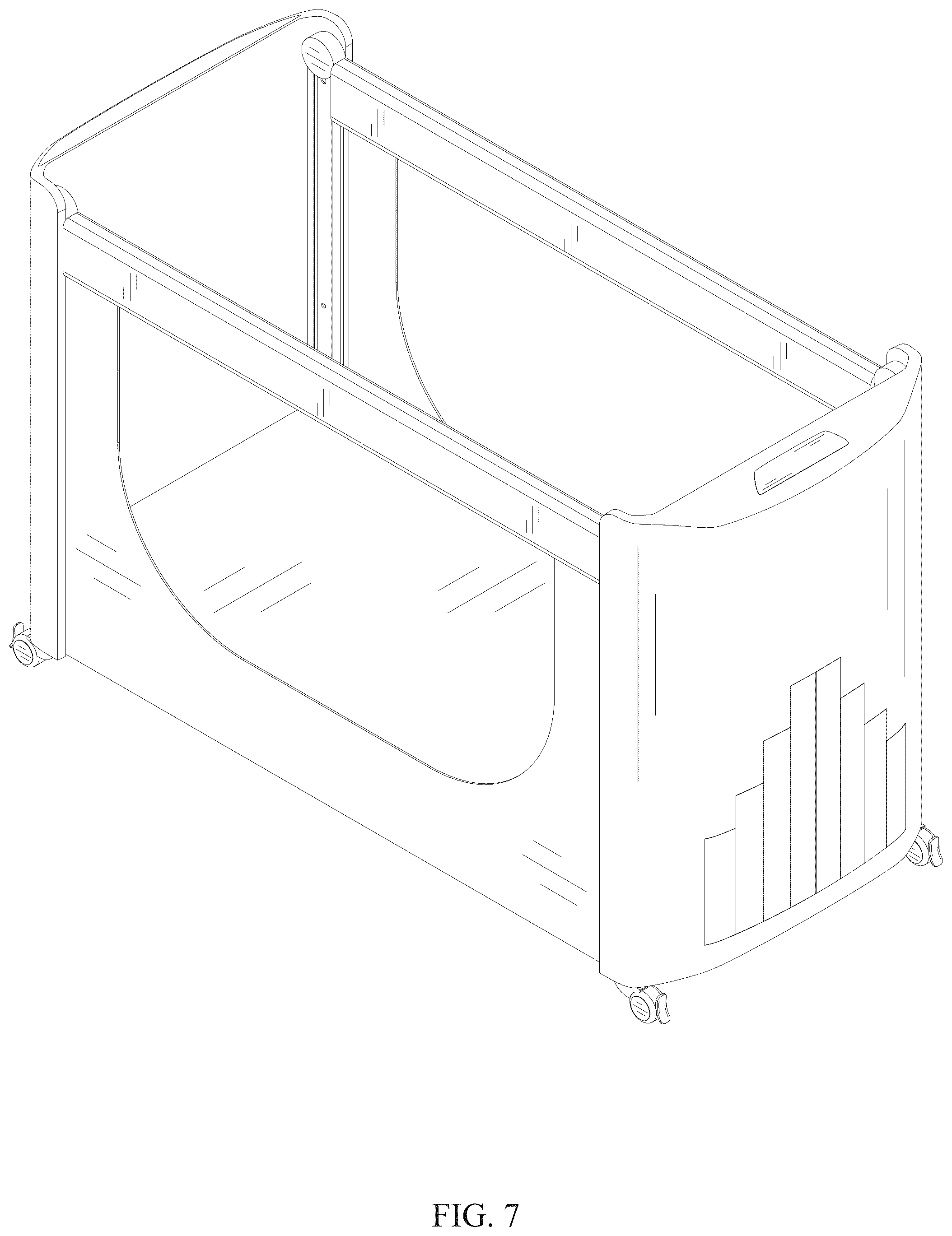 Patent USD1124697 Figure 7 – Baby crib