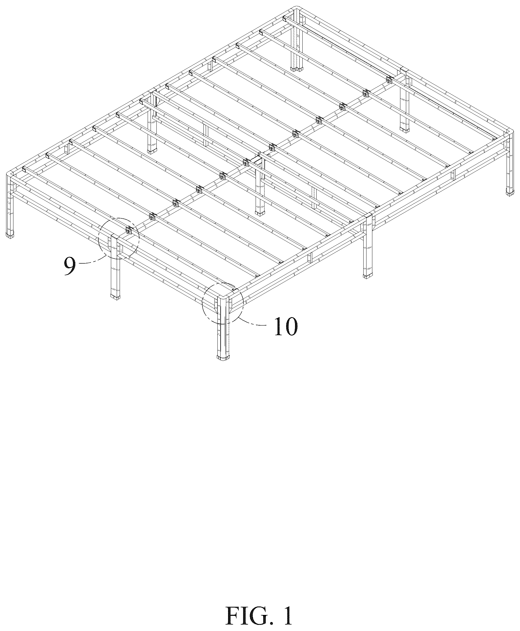 Patent USD1124700 Figure 1 – Metal bed