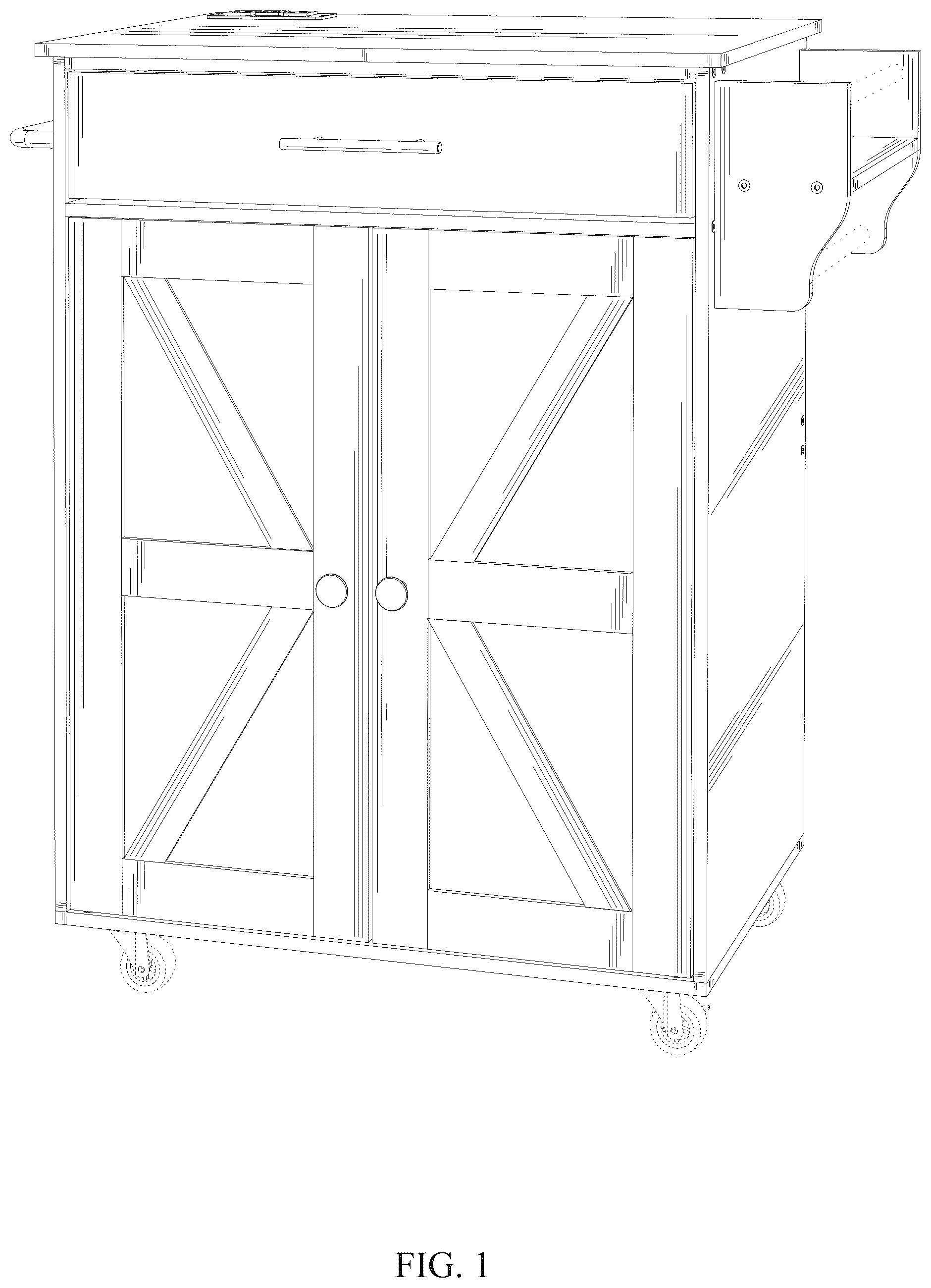 Patent USD1124722 Figure 1 – Kitchen island