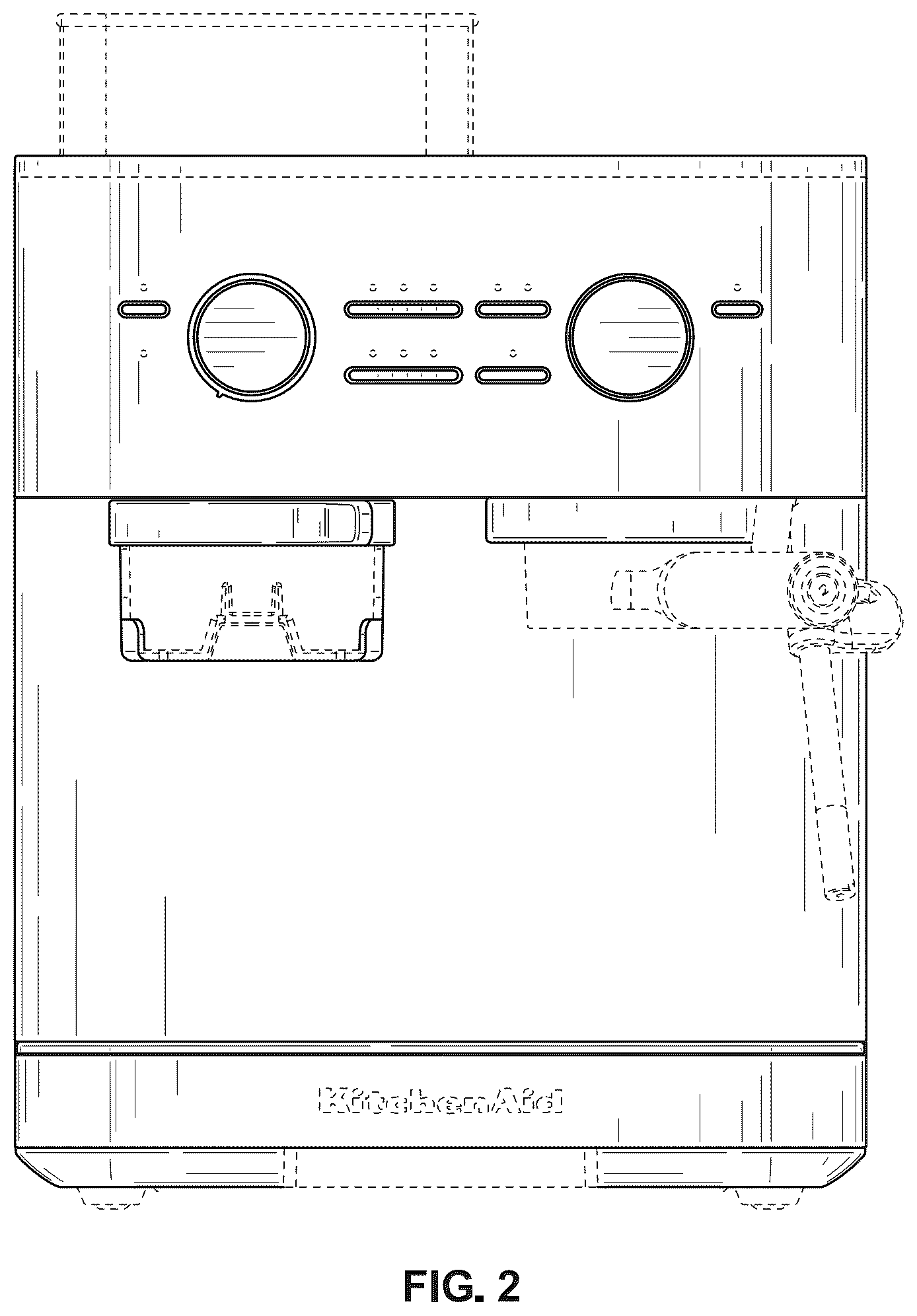 Patent USD1124745 Figure 2 – Espresso machine