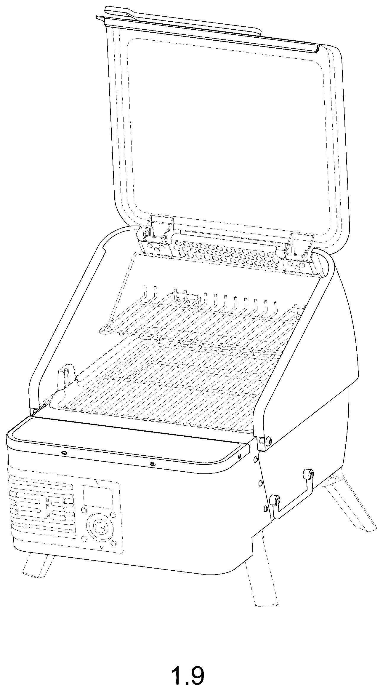 Patent USD1124749 Figure 9 – Barbeque grill