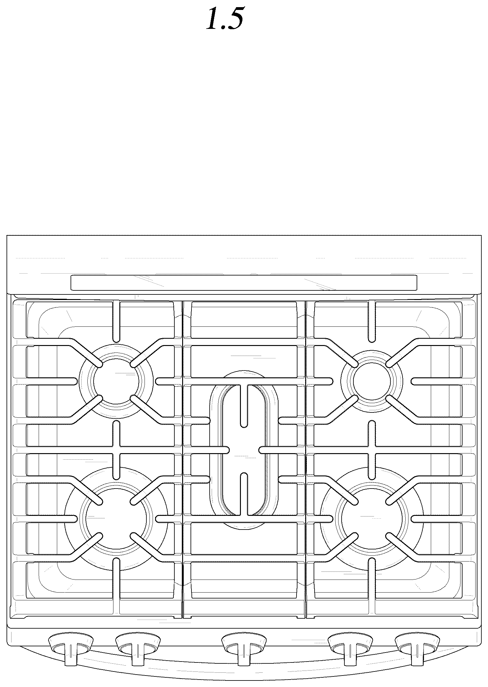 Patent USD1124750 Figure 5 – Gas oven range
