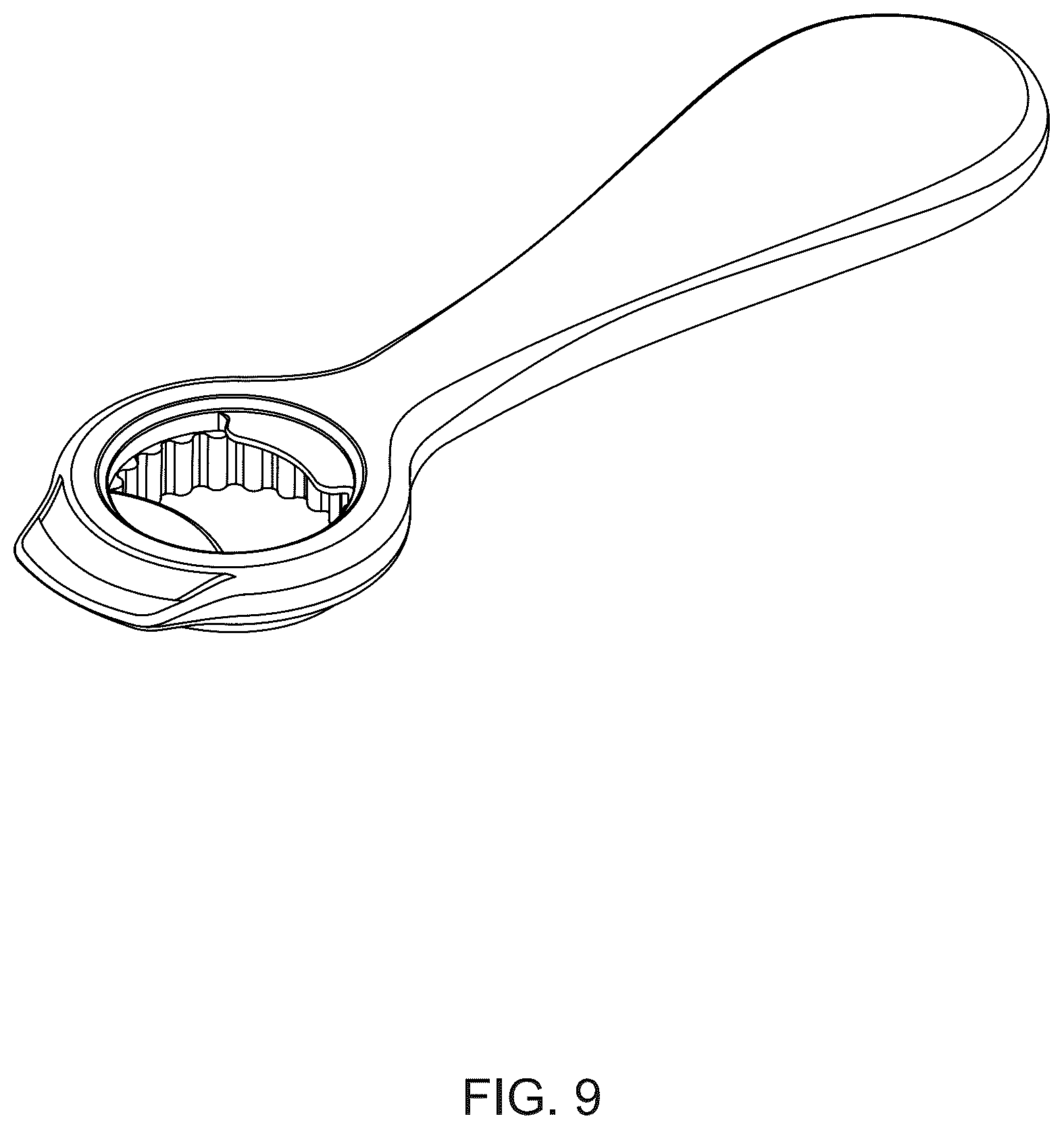 Patent USD1124808 Figure 9 – Bottle opener