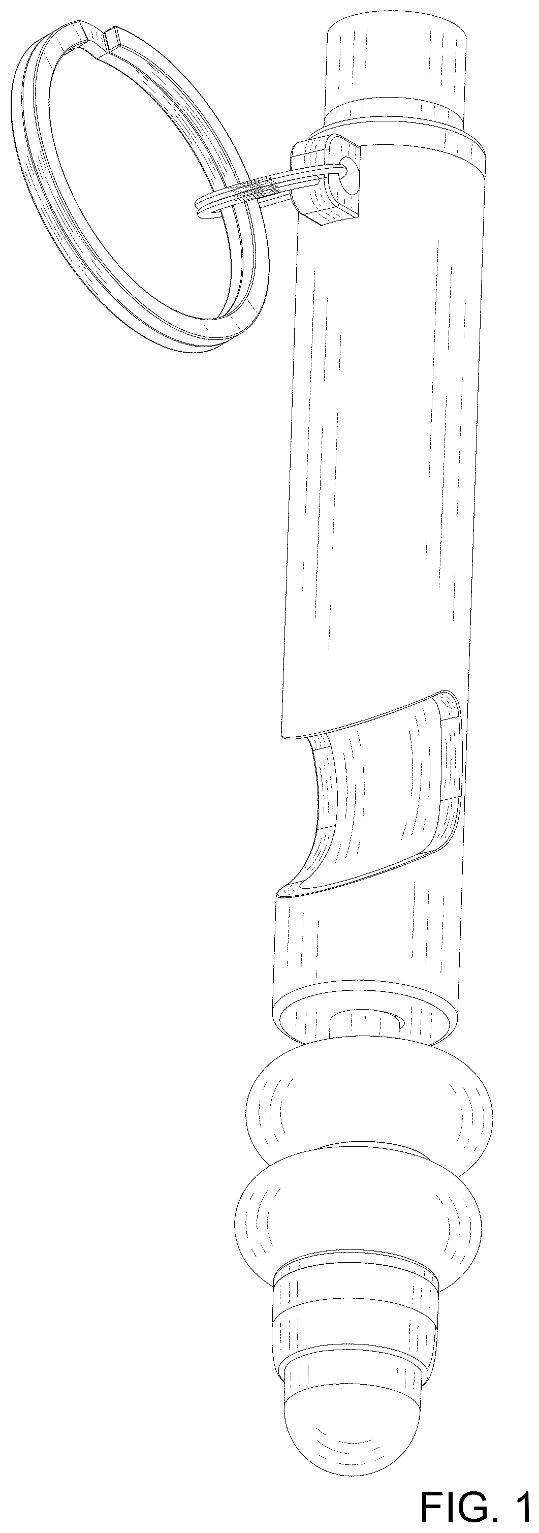Patent USD1124811 Figure 1 – Keychain spinner bottle opener and whistle