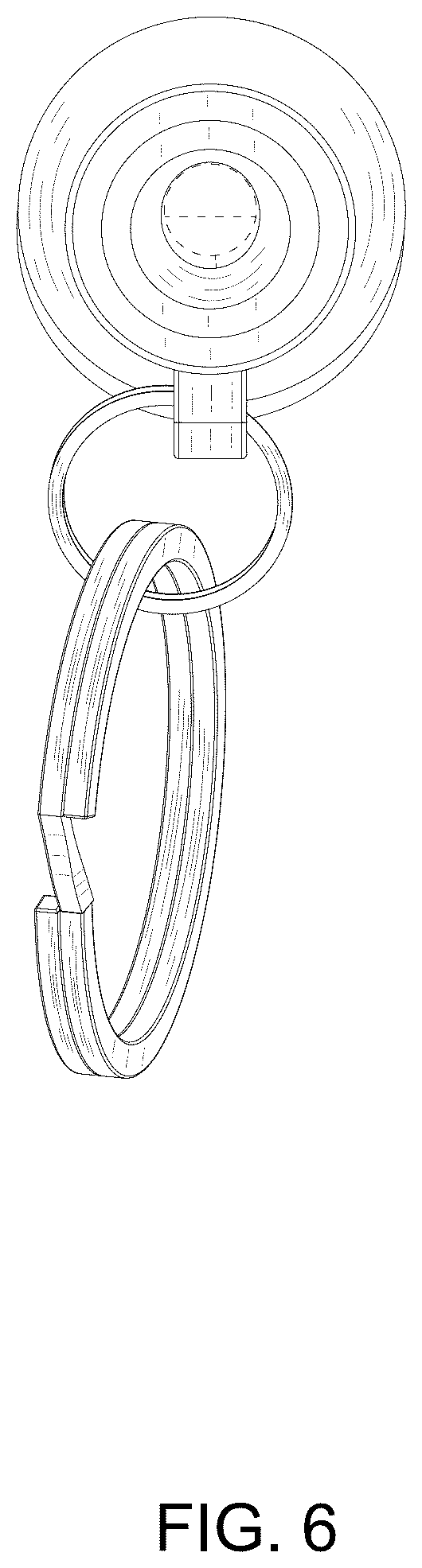 Patent USD1124811 Figure 6 – Keychain spinner bottle opener and whistle