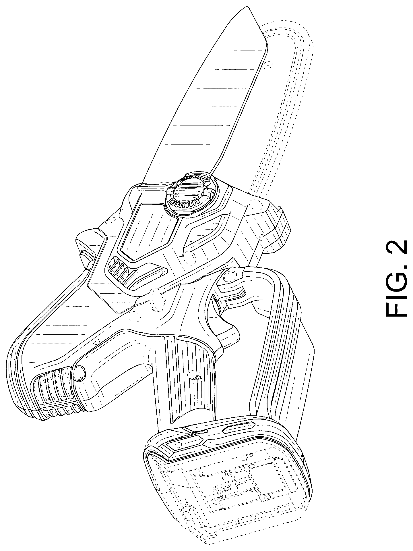 Patent USD1124816 Figure 2 – Portable electric chainsaw body