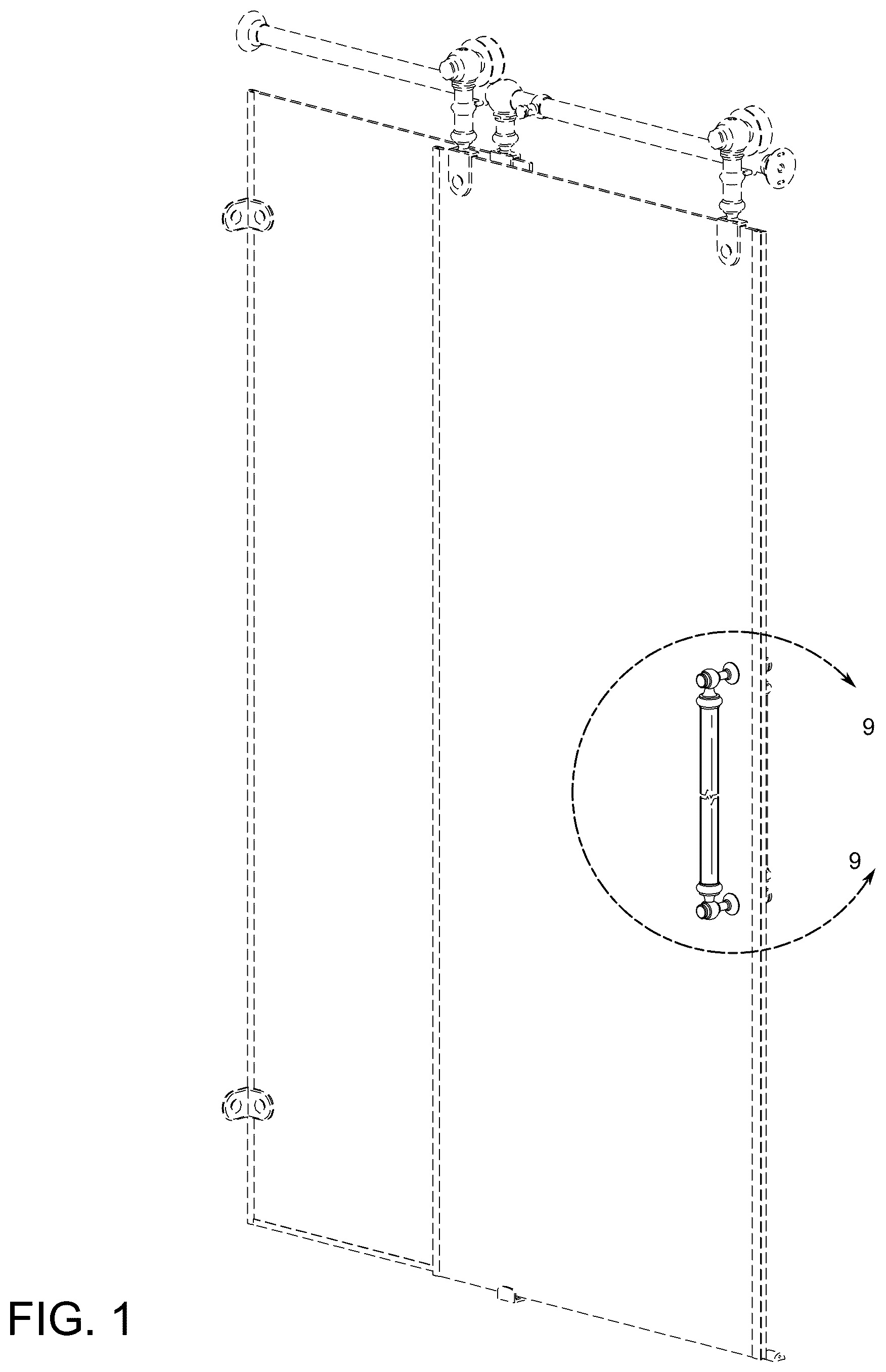 Patent USD1124828 Figure 1 – Shower door assembly
