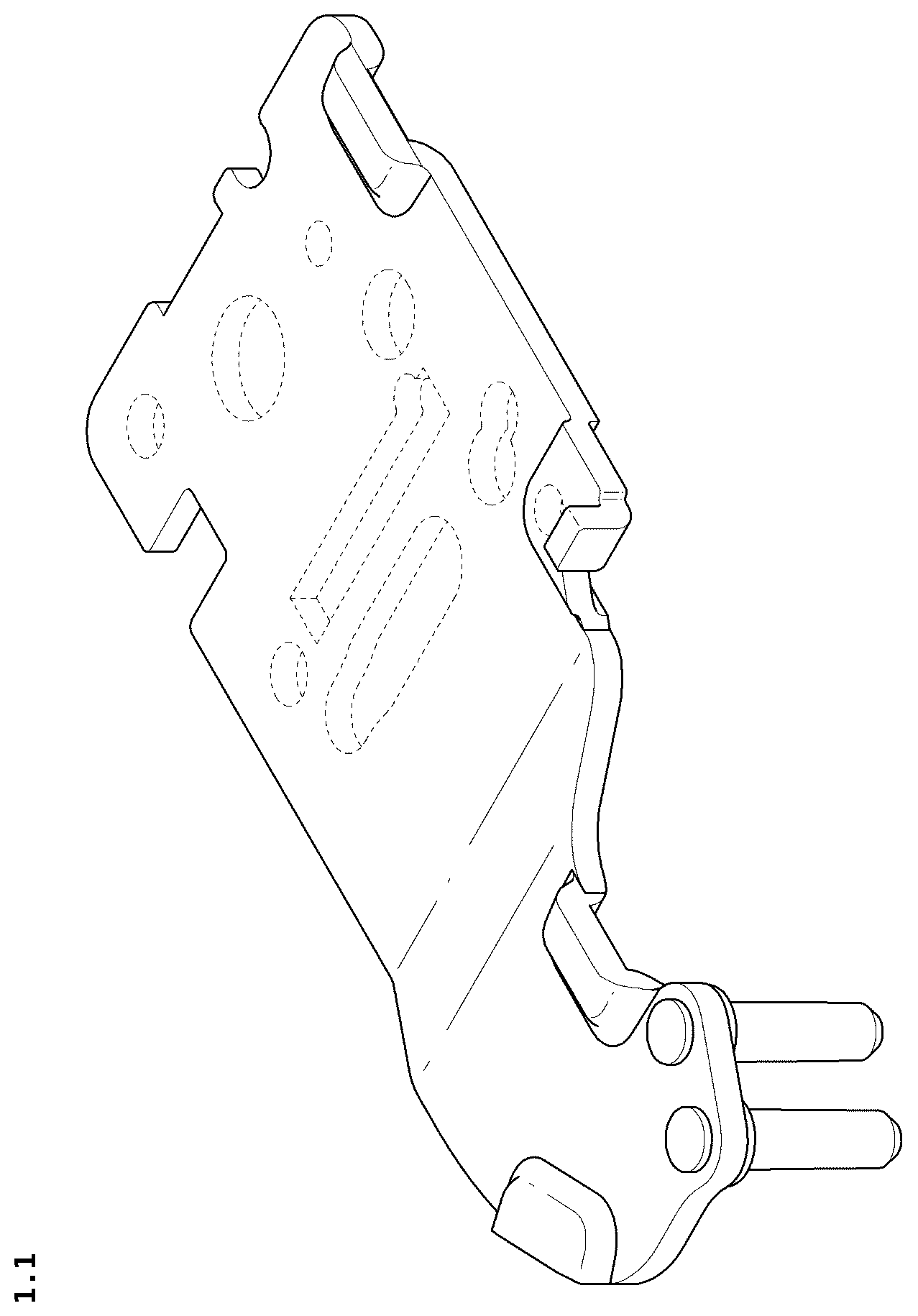 Patent USD1124829 Figure 1 – Hinge for refrigerator door