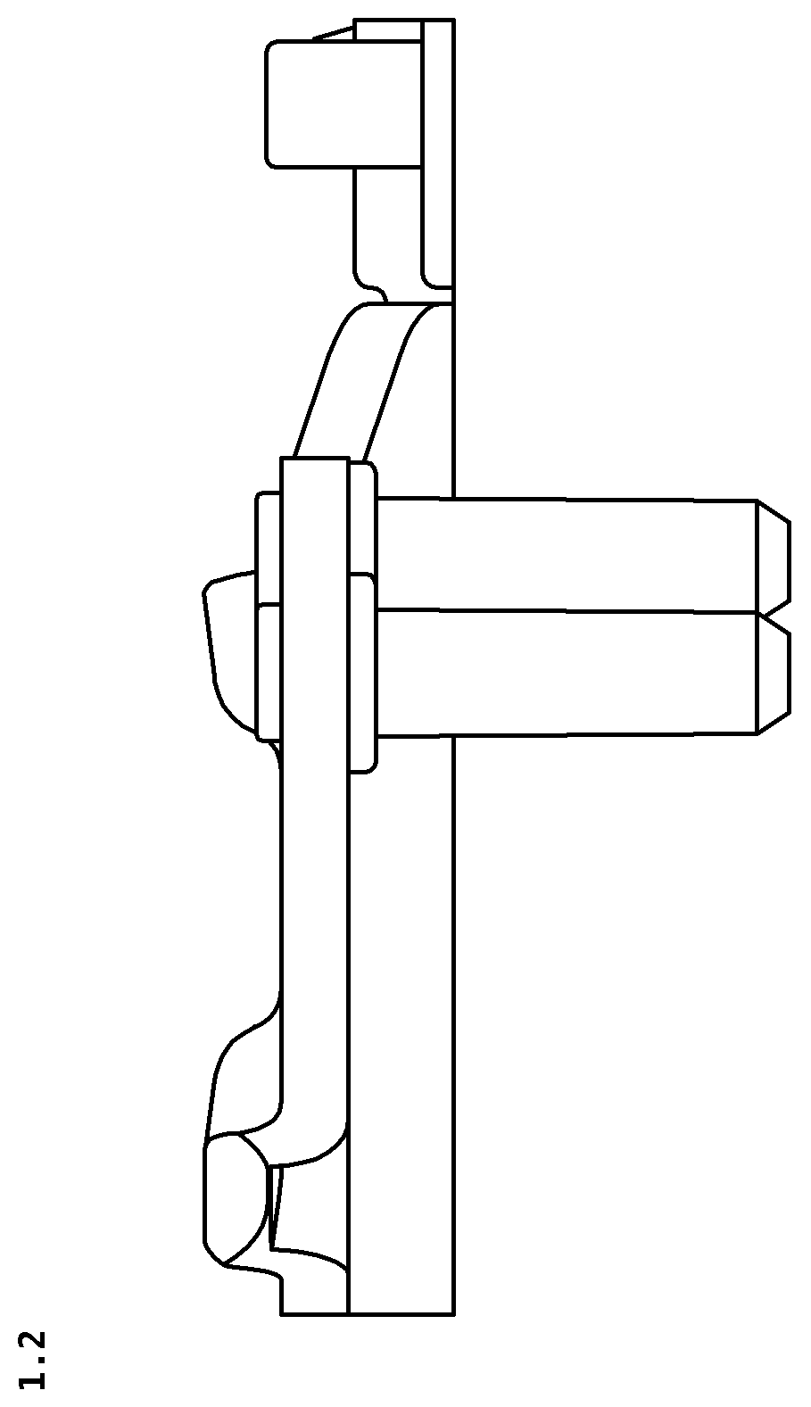 Patent USD1124829 Figure 2 – Hinge for refrigerator door