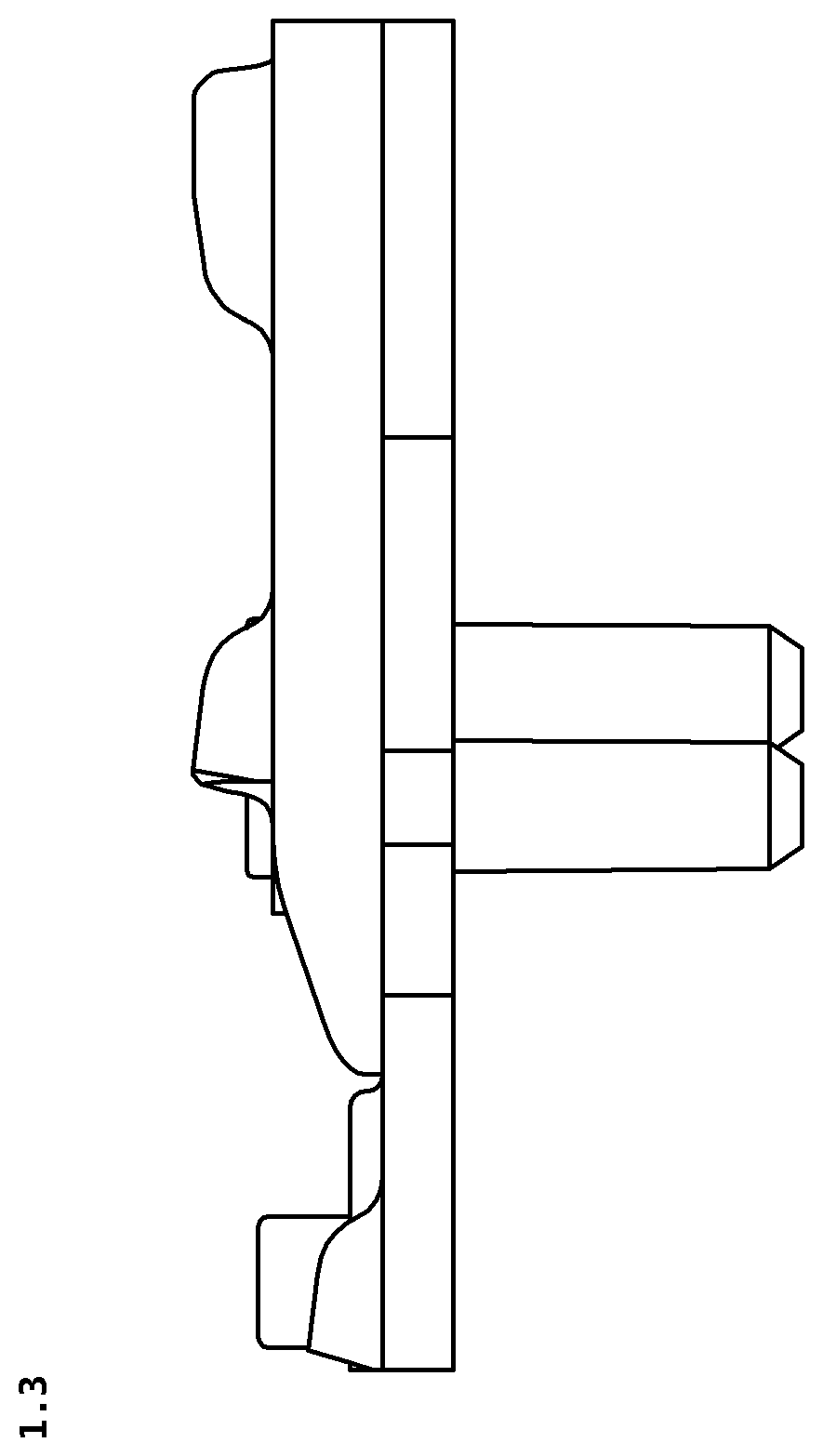 Patent USD1124829 Figure 3 – Hinge for refrigerator door